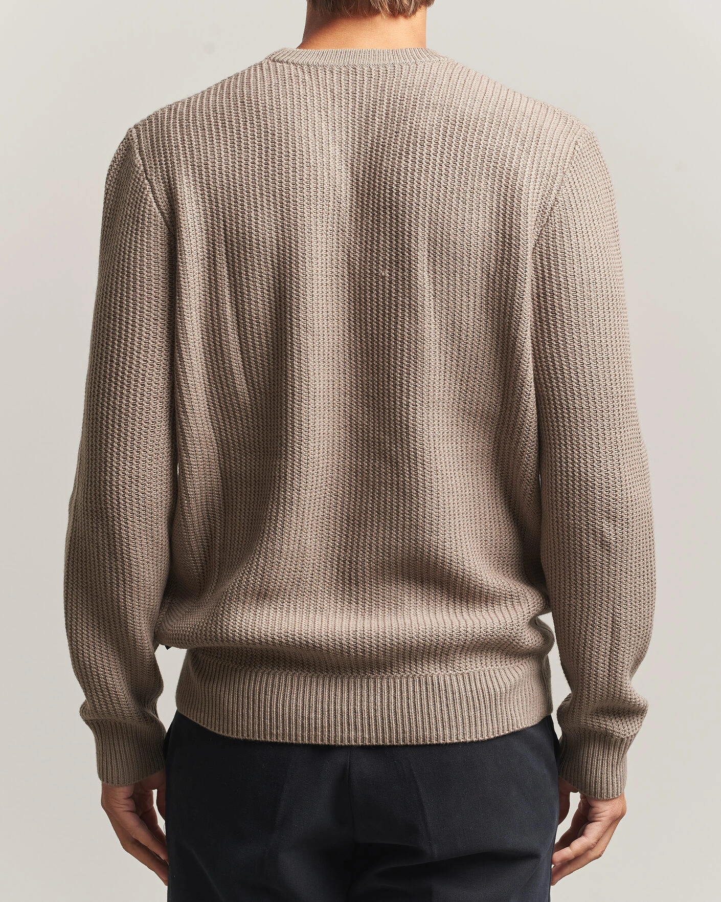 Herr | Tröjor | BOSS BLACK | Fiocchetto Wool/Cashmere Crew Neck Open Brown