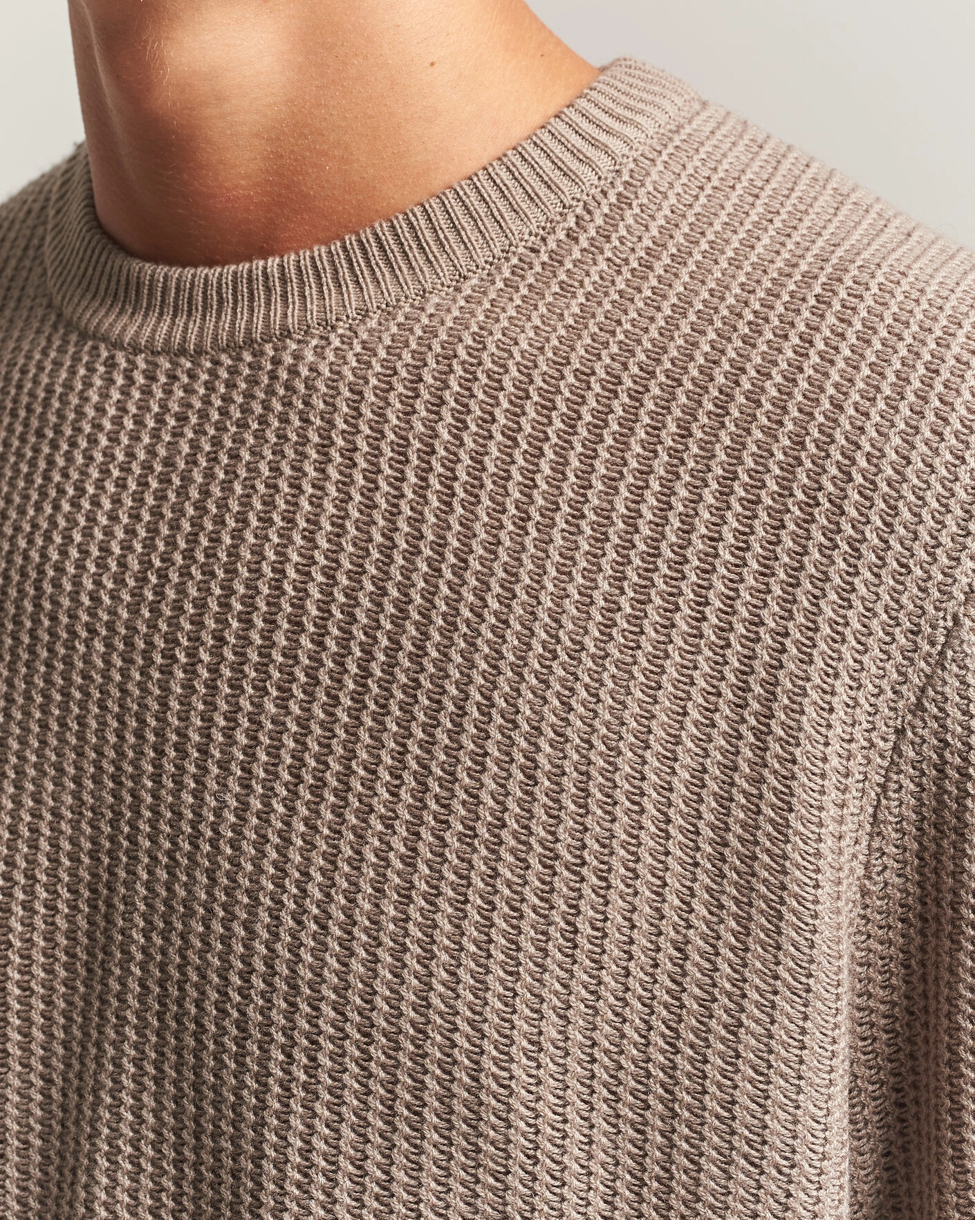 Herr | Tröjor | BOSS BLACK | Fiocchetto Wool/Cashmere Crew Neck Open Brown