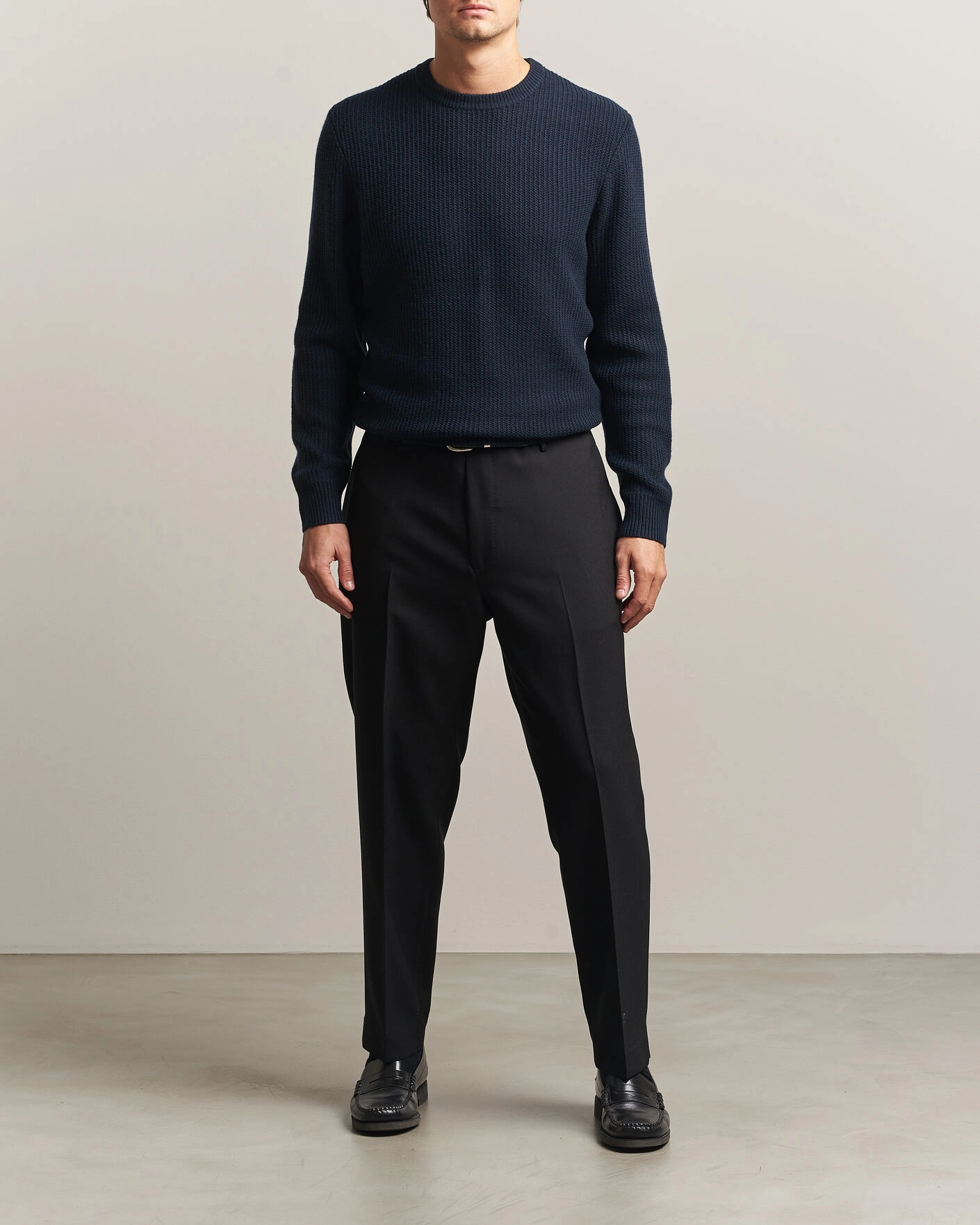 Herr | Tröjor | BOSS BLACK | Fiocchetto Wool/Cashmere Crew Neck Dark Blue