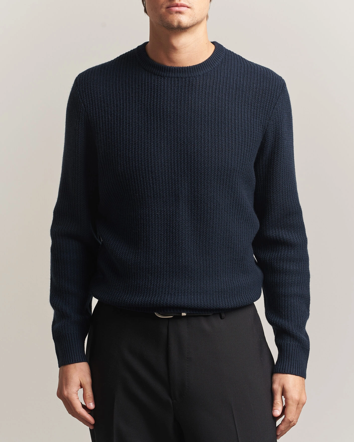 Herr | Tröjor | BOSS BLACK | Fiocchetto Wool/Cashmere Crew Neck Dark Blue