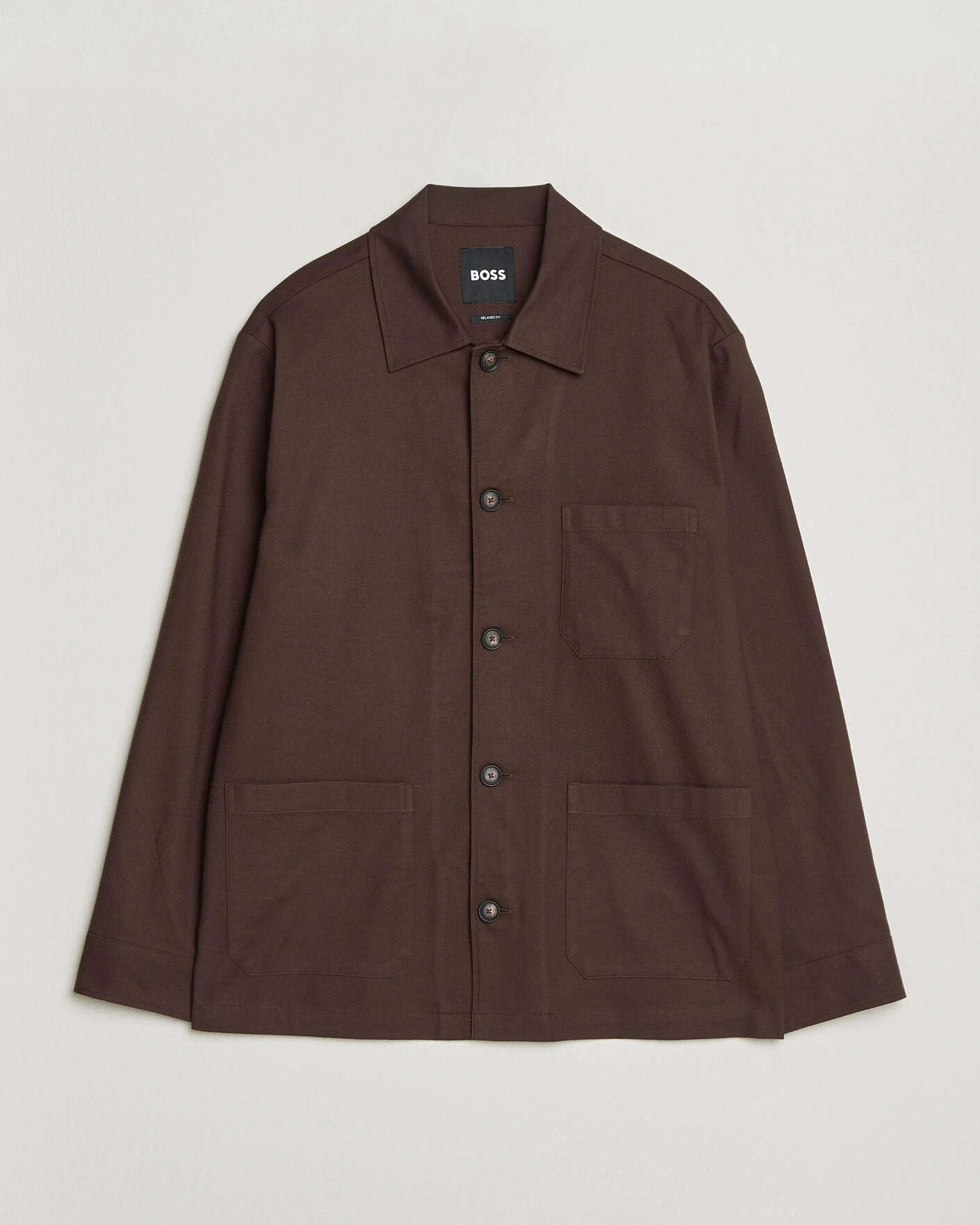 Herr | Skjortor | BOSS BLACK | Cai Cotton Overshirt Dark Brown