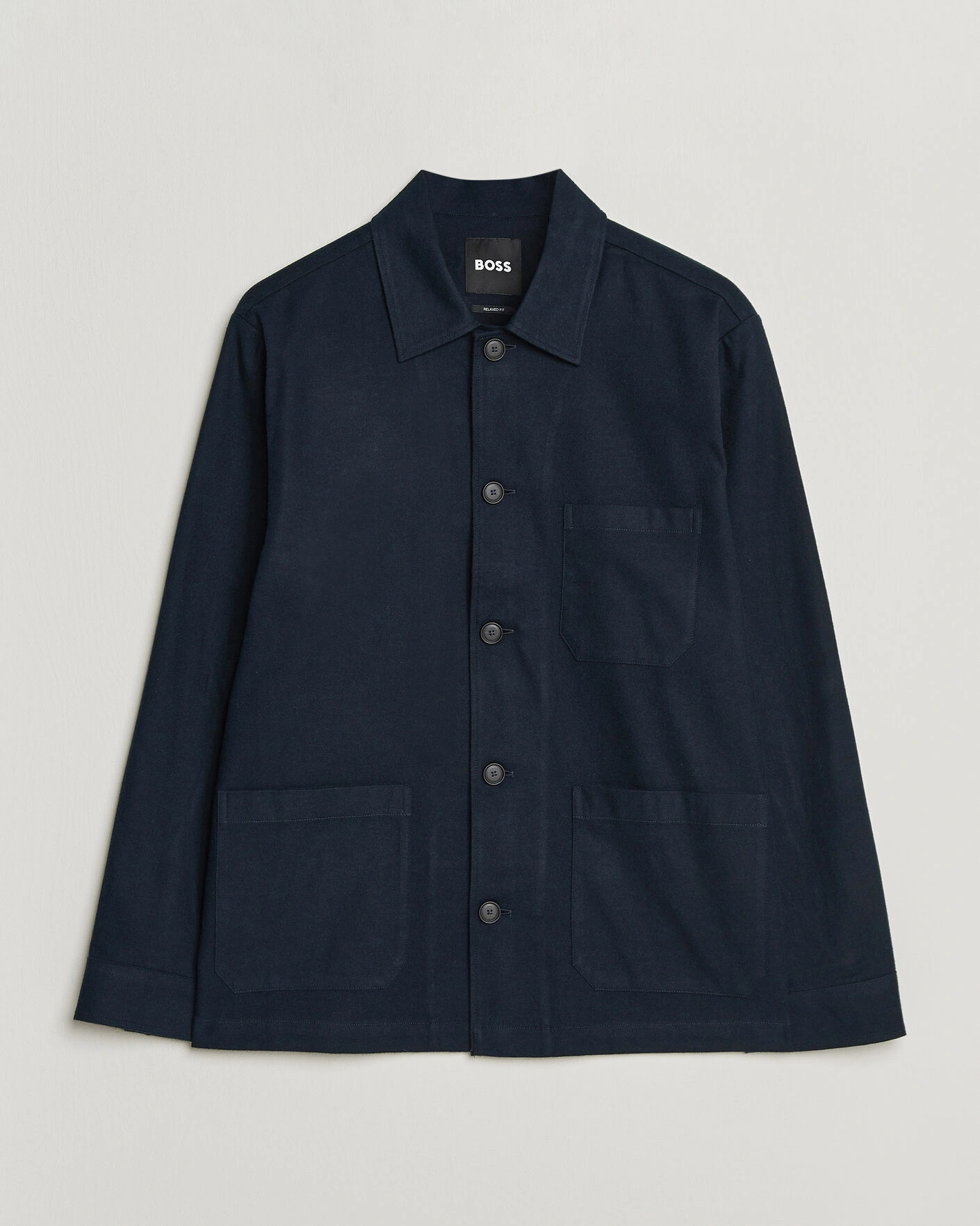 Herr | Skjortor | BOSS BLACK | Cai Cotton Overshirt Dark Blue
