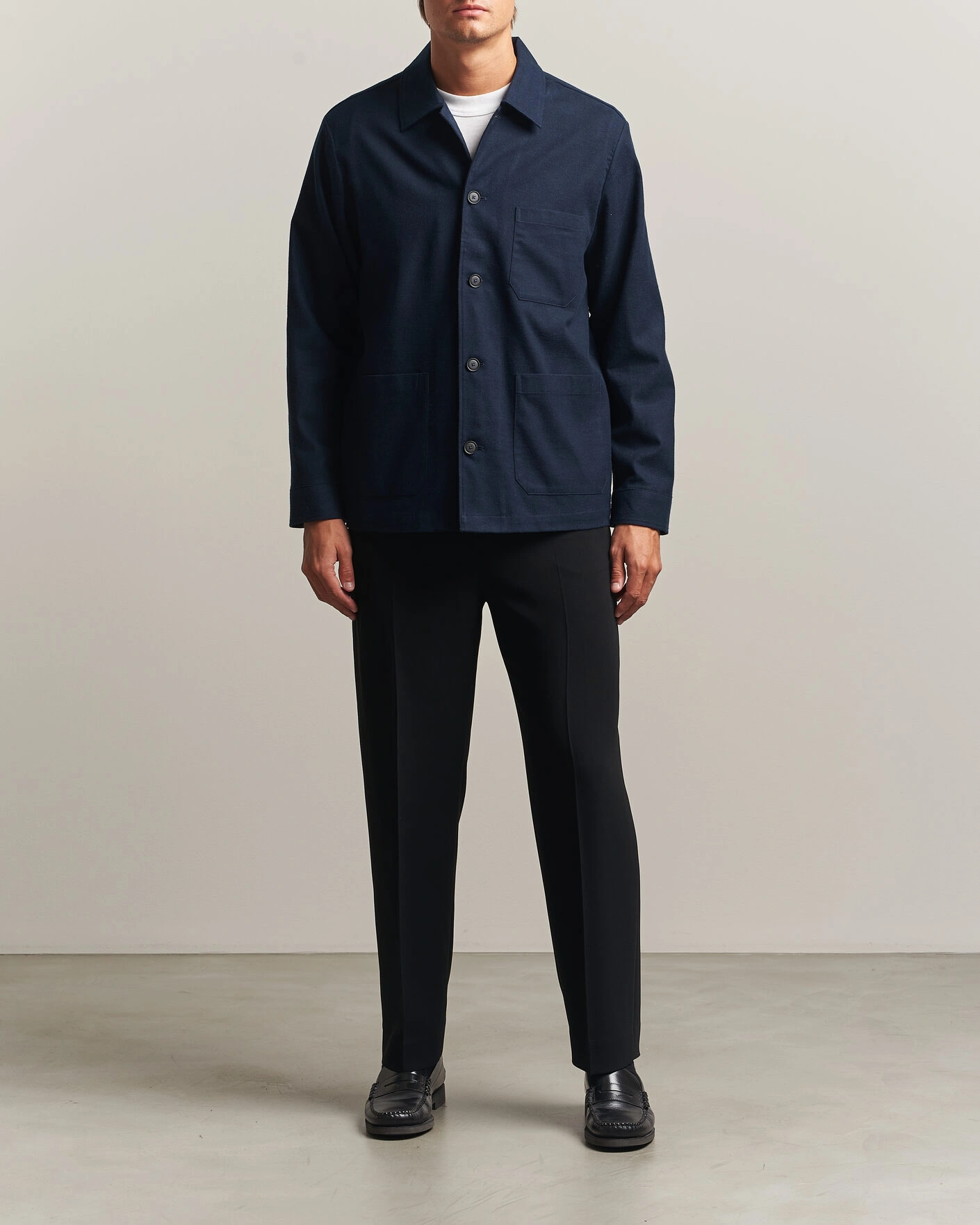 Herr | Skjortor | BOSS BLACK | Cai Cotton Overshirt Dark Blue