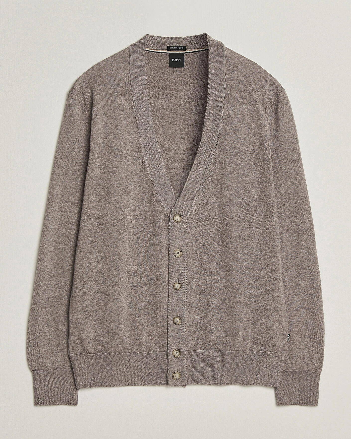 Herr | Tröjor | BOSS BLACK | Mardon Wool Cardigan Open Brown