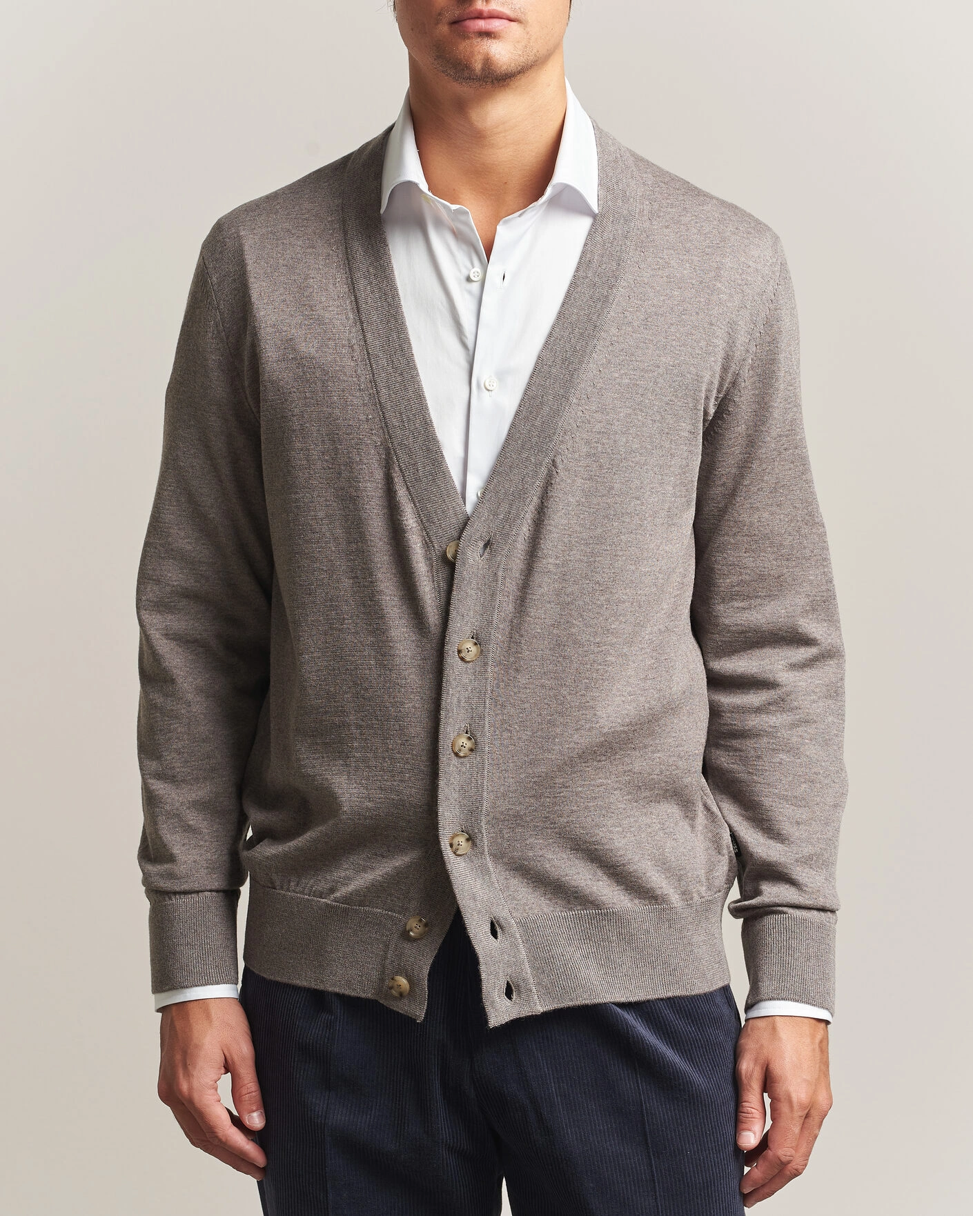 Herr | Tröjor | BOSS BLACK | Mardon Wool Cardigan Open Brown
