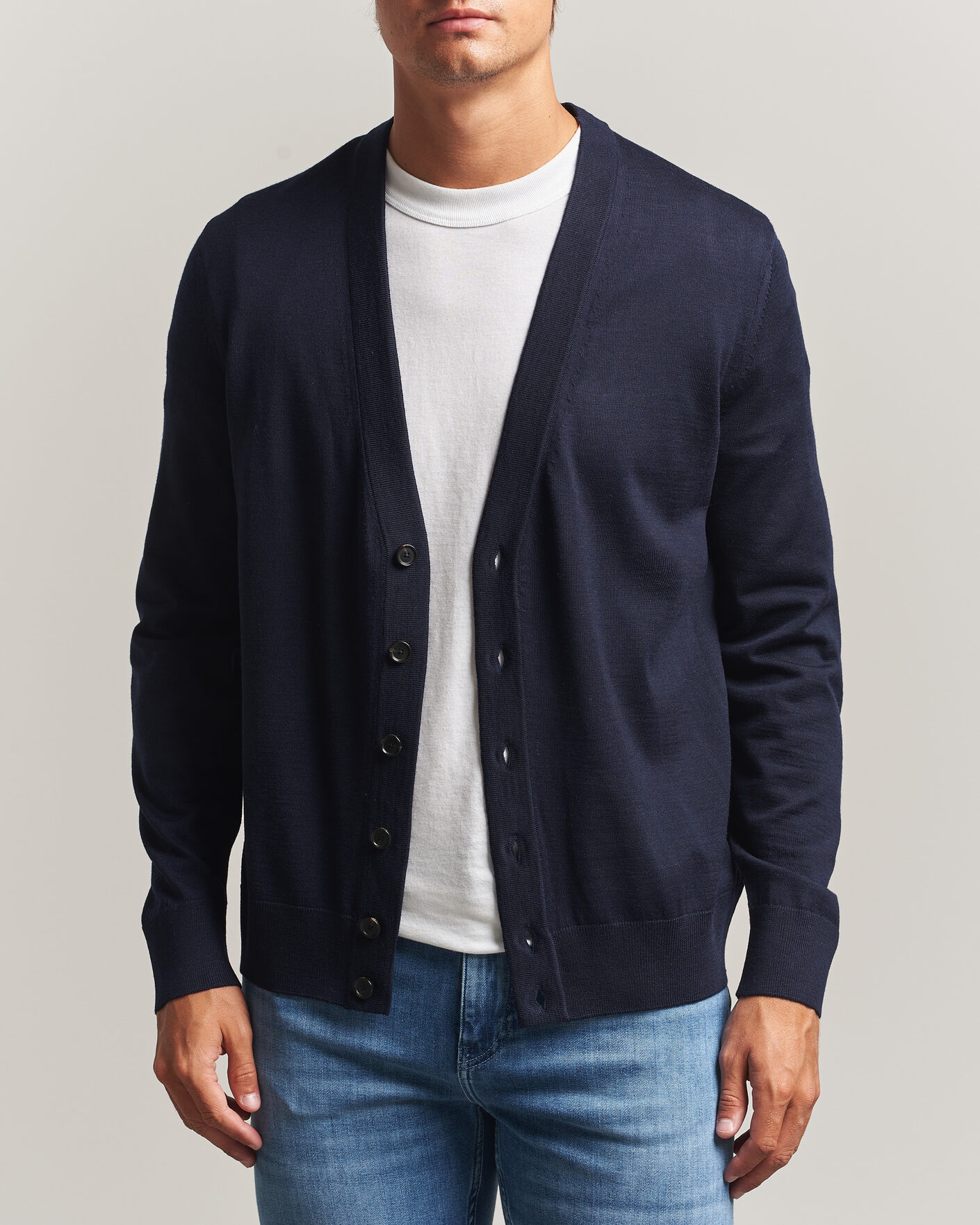 Herr | Tröjor | BOSS BLACK | Mardon Wool Cardigan Dark Blue