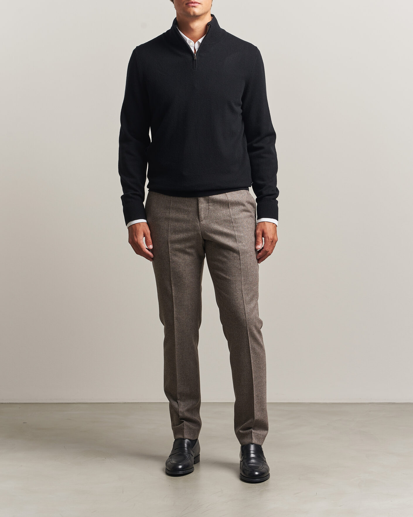 Herr | Tröjor | BOSS BLACK | Hemarlo Wool/Cashmere Half Zip Black