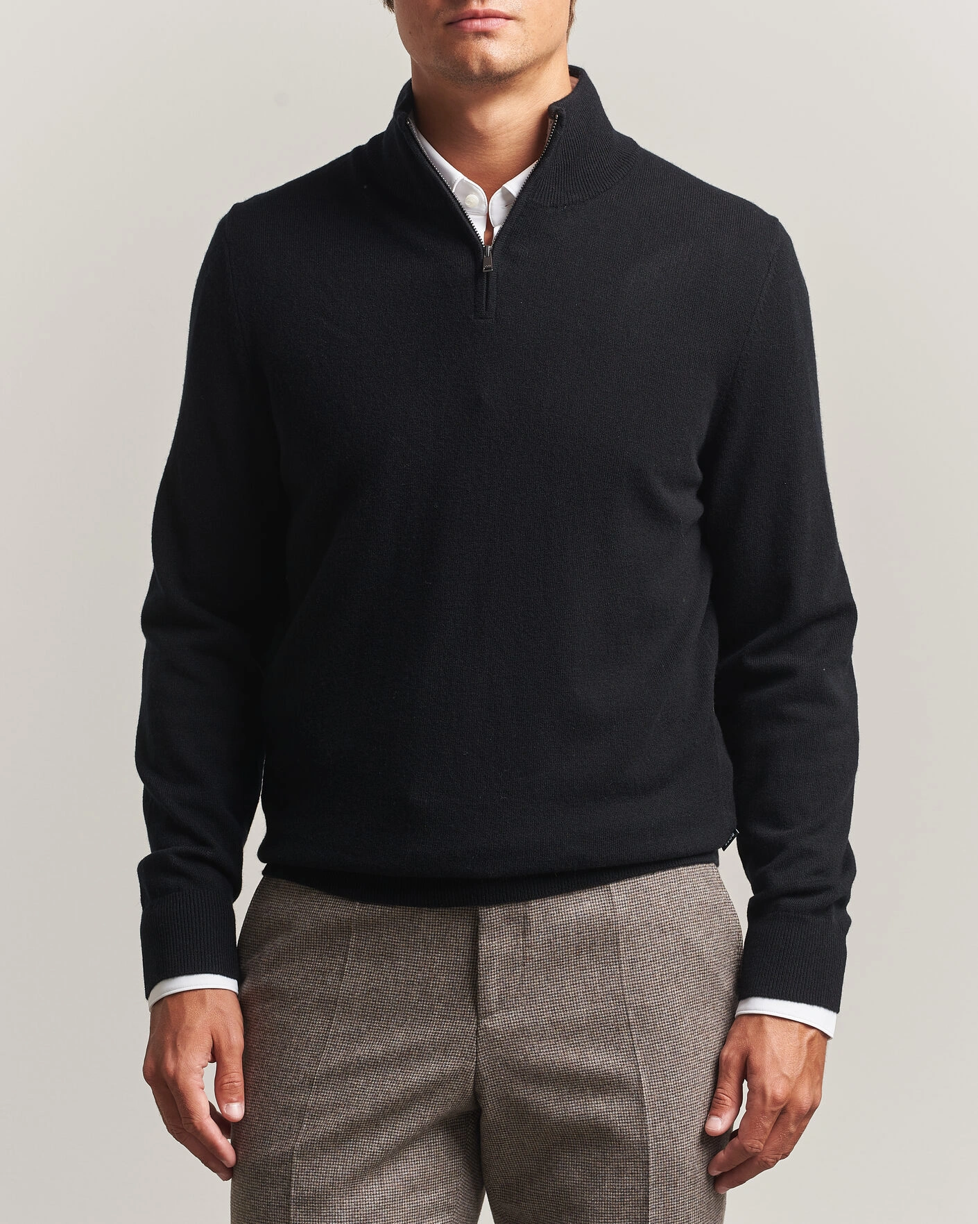 Herr | Tröjor | BOSS BLACK | Hemarlo Wool/Cashmere Half Zip Black