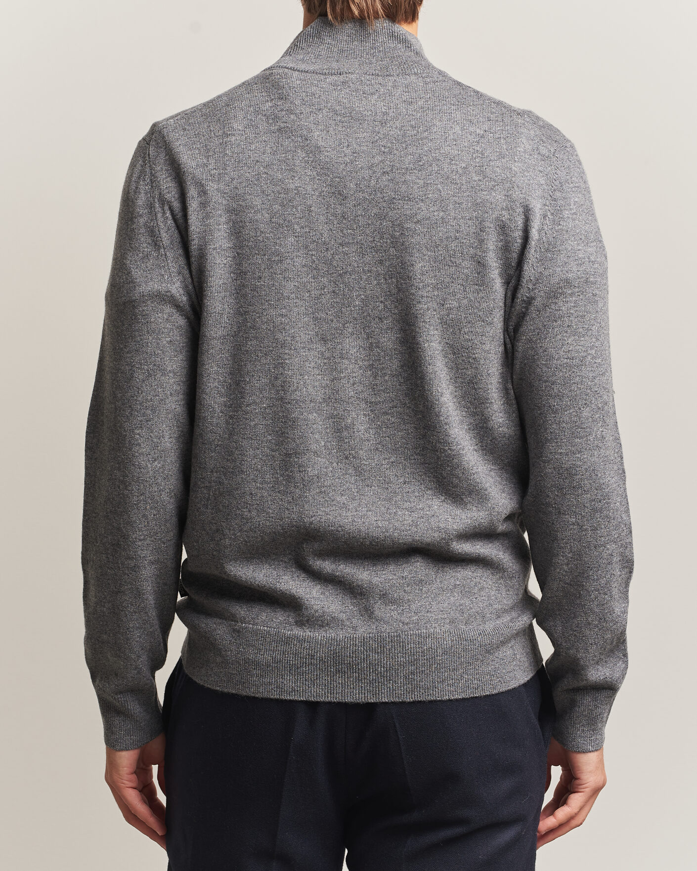 Herr | Tröjor | BOSS BLACK | Hemarlo Wool/Cashmere Half Zip Medium Grey