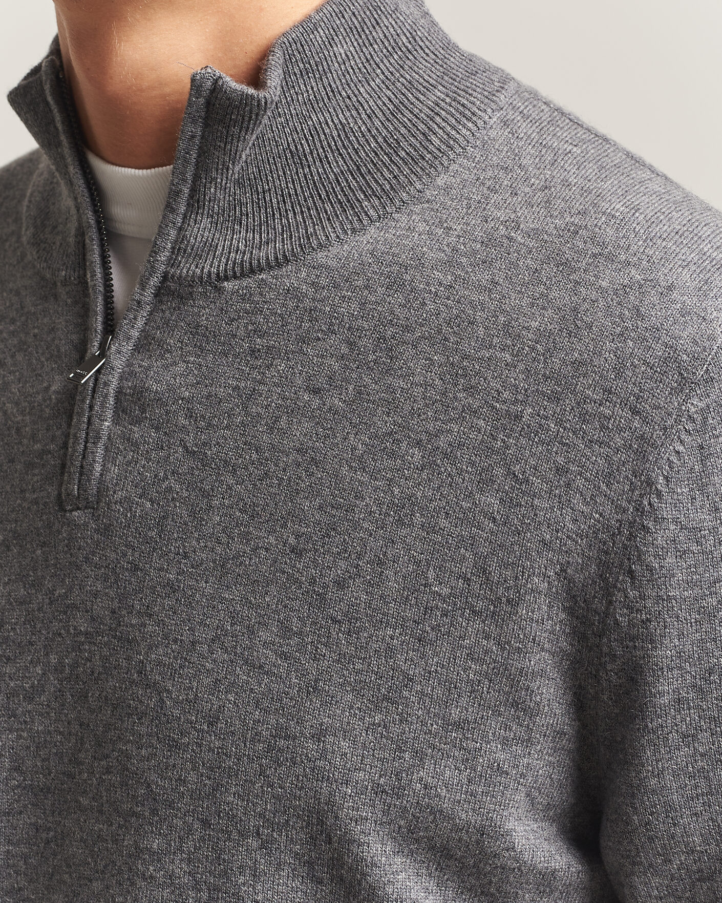 Herr | Tröjor | BOSS BLACK | Hemarlo Wool/Cashmere Half Zip Medium Grey