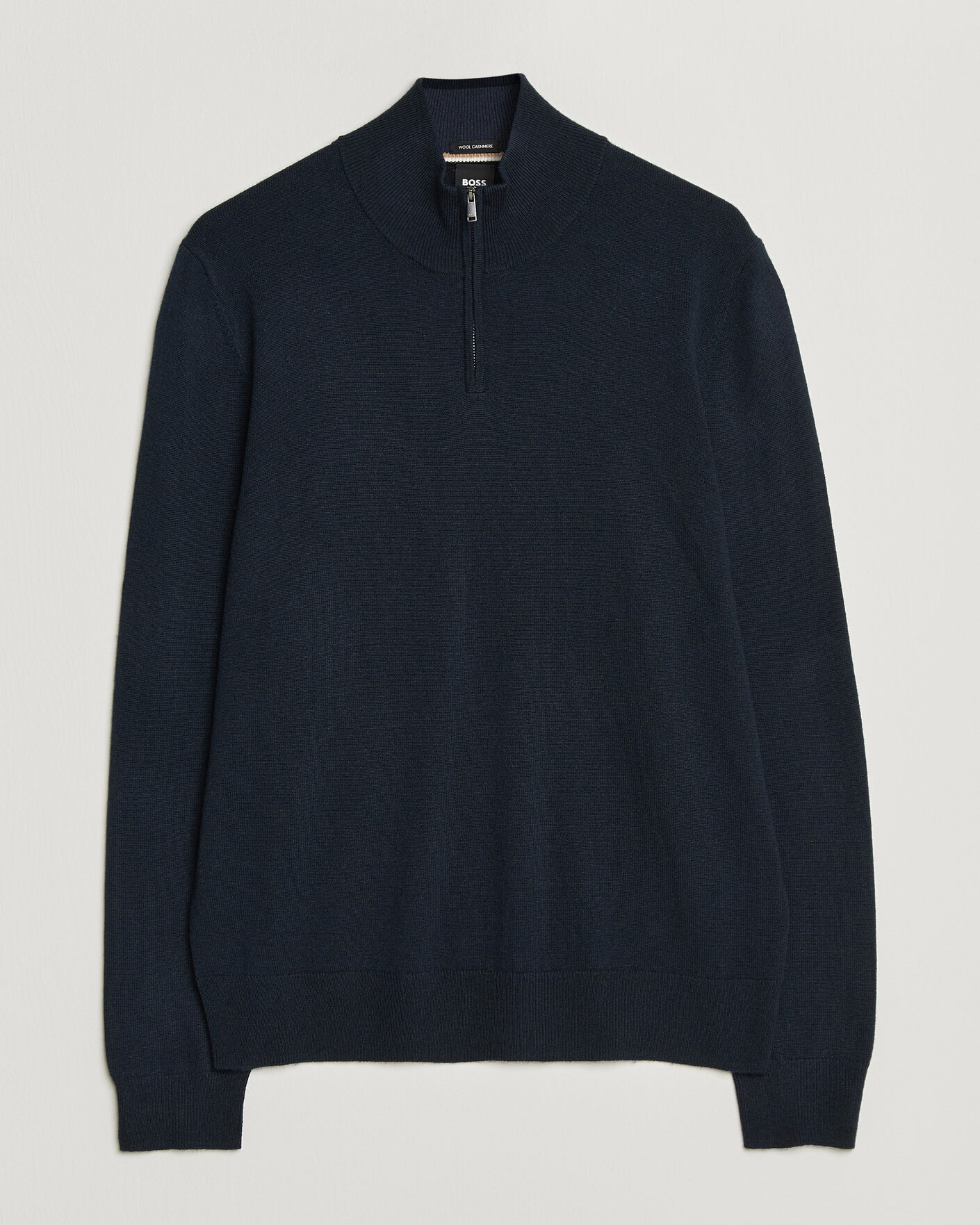 Herr | Tröjor | BOSS BLACK | Hemarlo Wool/Cashmere Half Zip Dark Blue