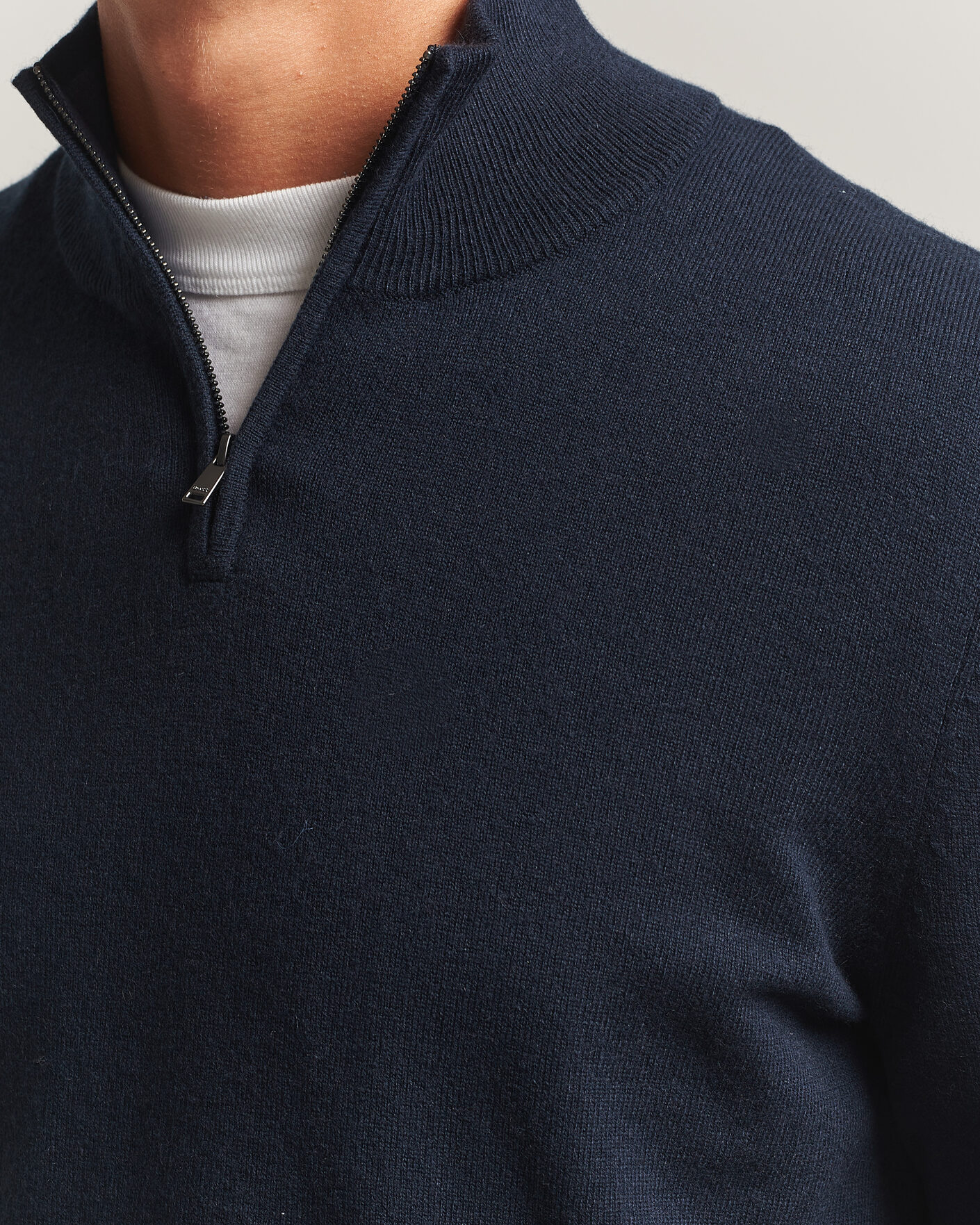 Herr | Tröjor | BOSS BLACK | Hemarlo Wool/Cashmere Half Zip Dark Blue