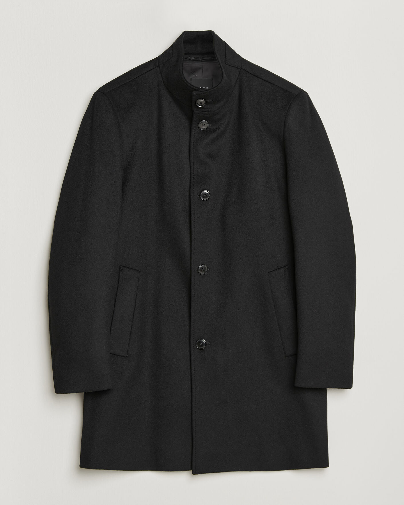 Herr | Jackor | BOSS BLACK | Hyde Wool Stand Up Collar Coat Black