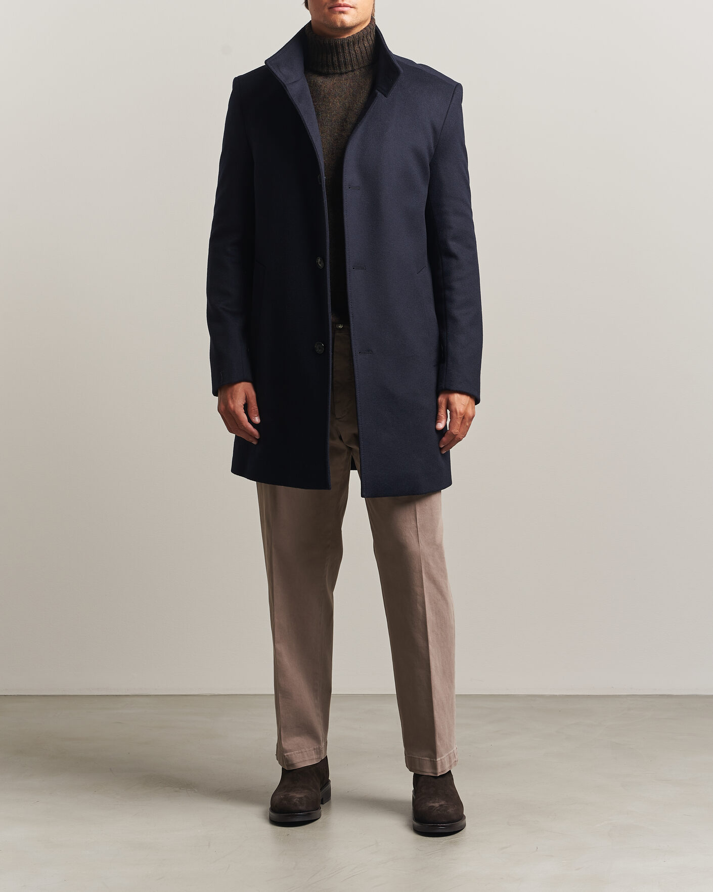 Herr | Jackor | BOSS BLACK | Hyde Wool Stand Up Collar Coat Dark Blue