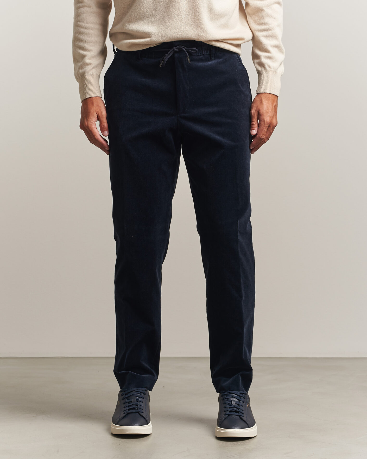 Herr | Byxor | BOSS BLACK | Perin Corduroy Drawstring Trousers Dark Blue