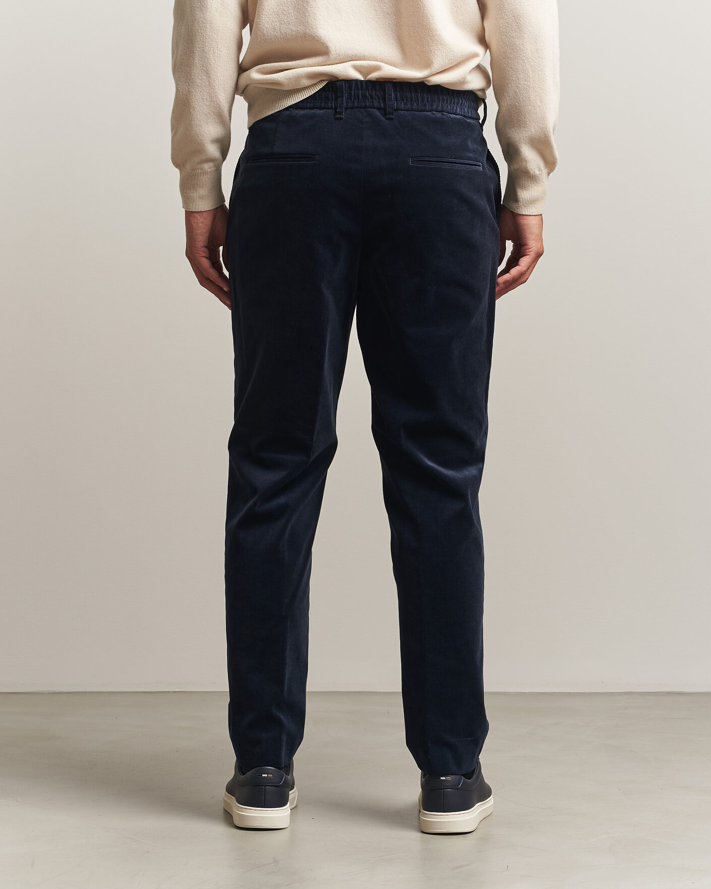 Herr | Byxor | BOSS BLACK | Perin Corduroy Drawstring Trousers Dark Blue