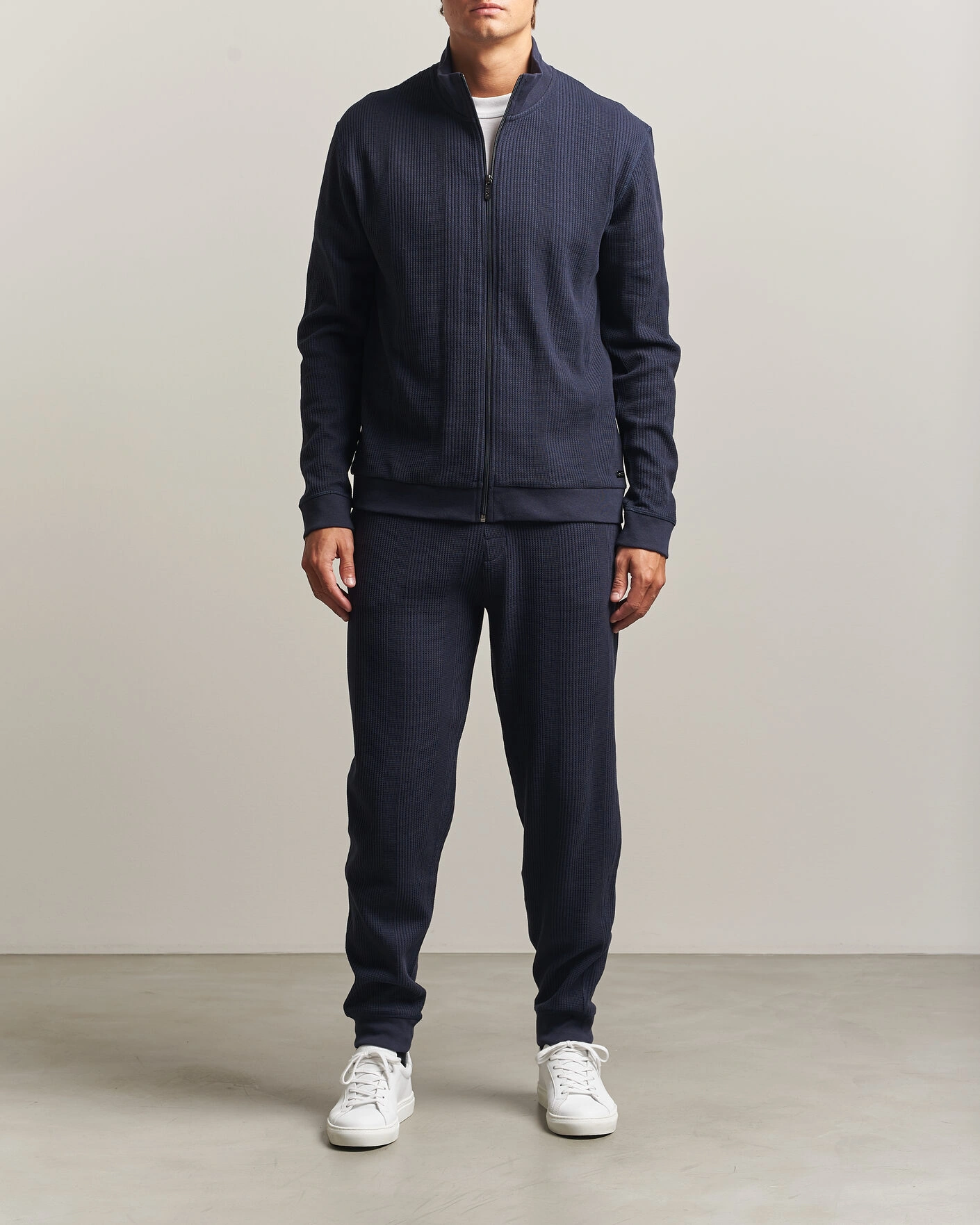 Herr | Tröjor | BOSS BLACK | Structured Loungewear Full Zip Dark Blue