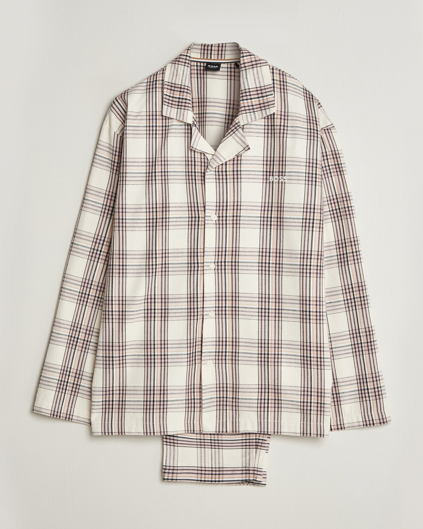 Herr | Pyjamas & Morgonrockar | BOSS BLACK | Checked Flannel Pyjama Set Open White