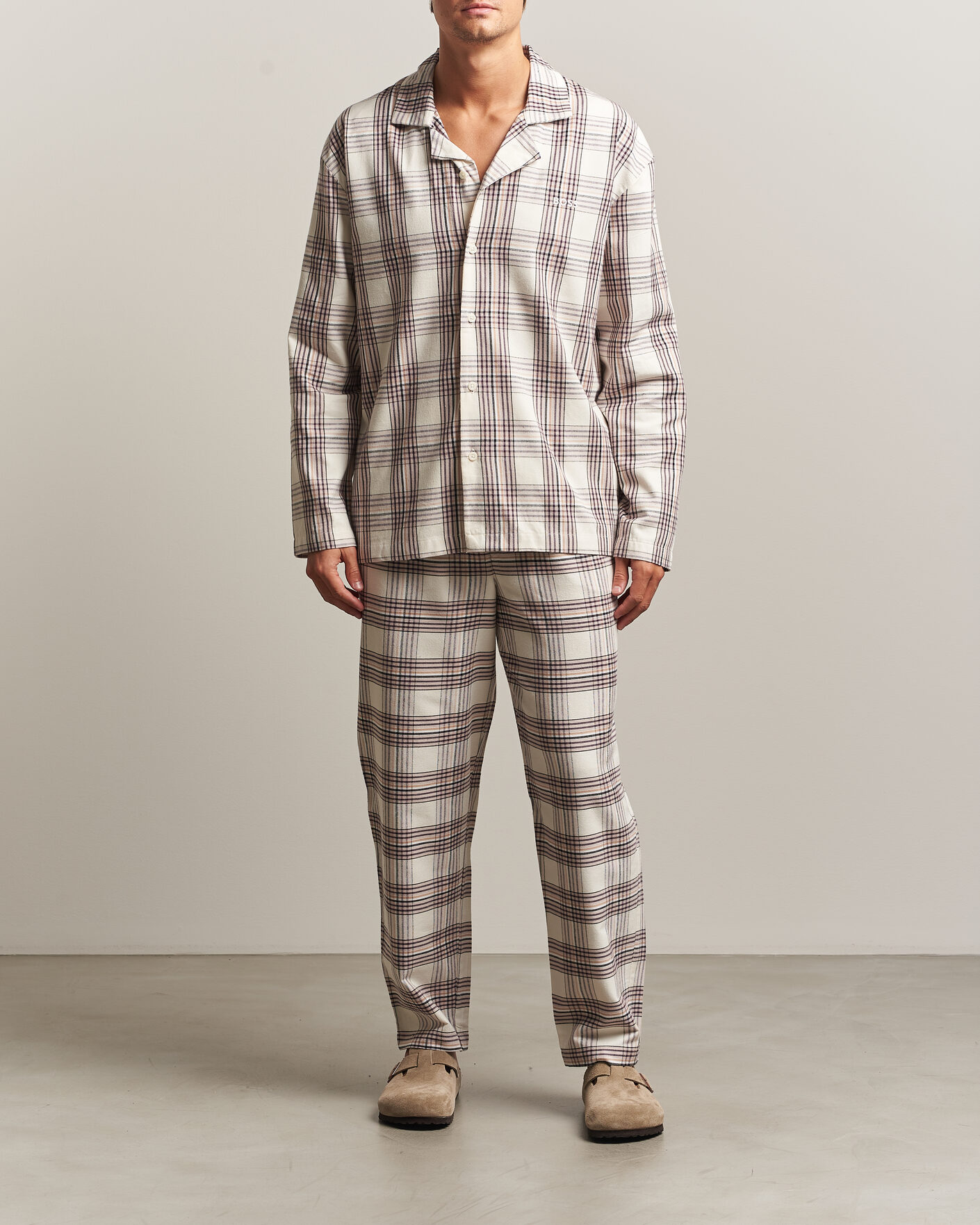 Herr | Pyjamas & Morgonrockar | BOSS BLACK | Checked Flannel Pyjama Set Open White