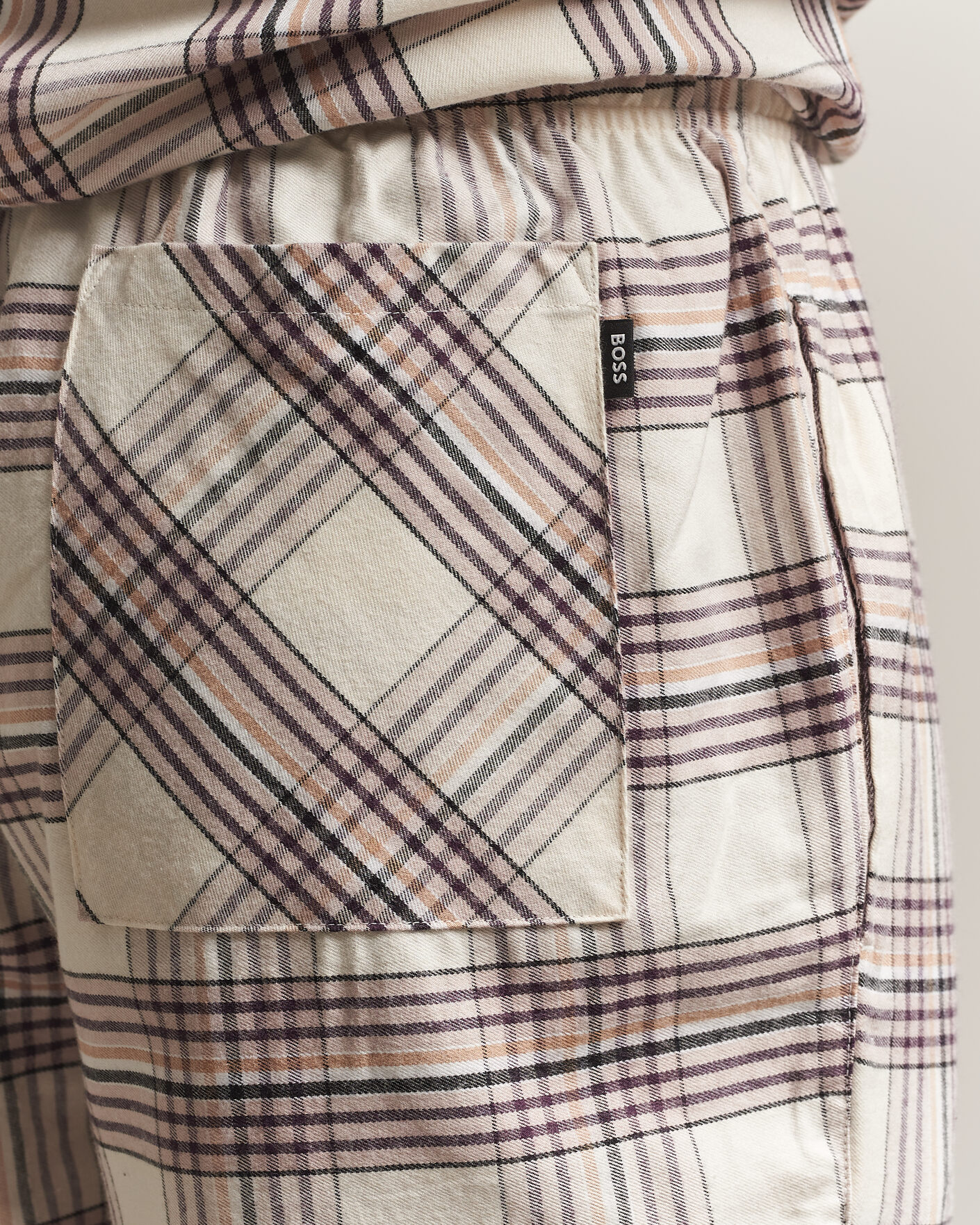 Herr | Pyjamas & Morgonrockar | BOSS BLACK | Checked Flannel Pyjama Set Open White
