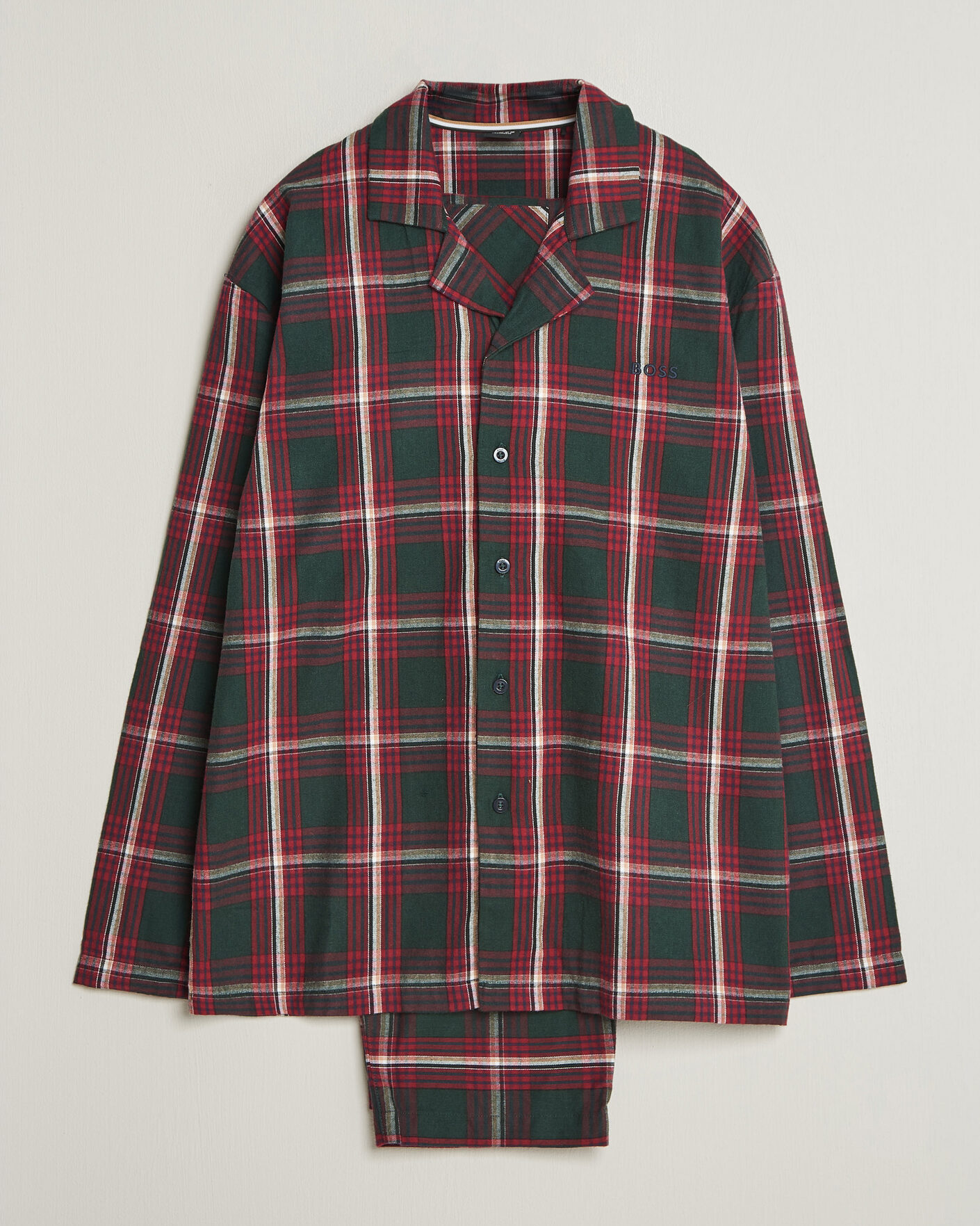 Herr | Pyjamas & Morgonrockar | BOSS BLACK | Checked Flannel Pyjama Set Open Red