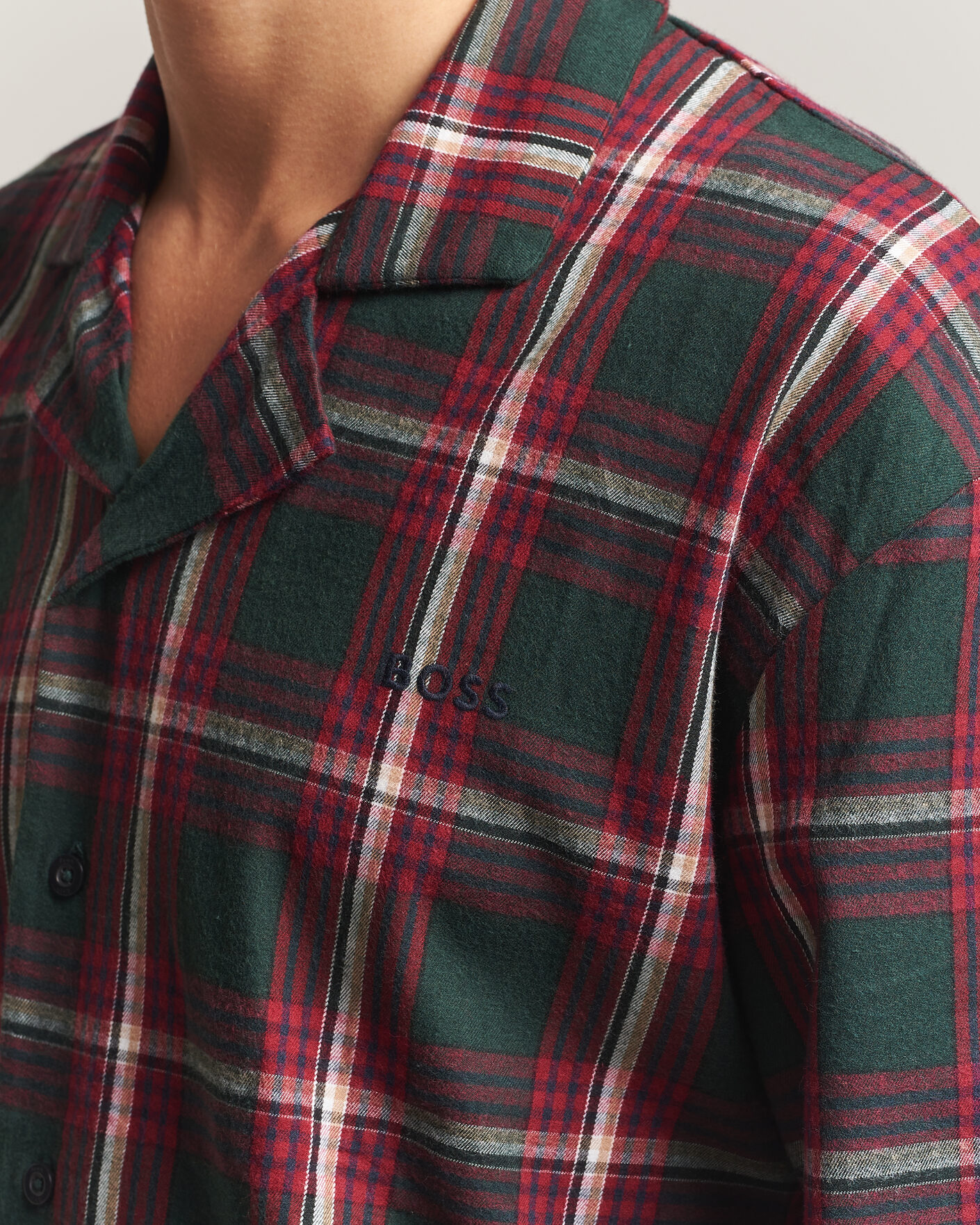 Herr | Pyjamas & Morgonrockar | BOSS BLACK | Checked Flannel Pyjama Set Open Red