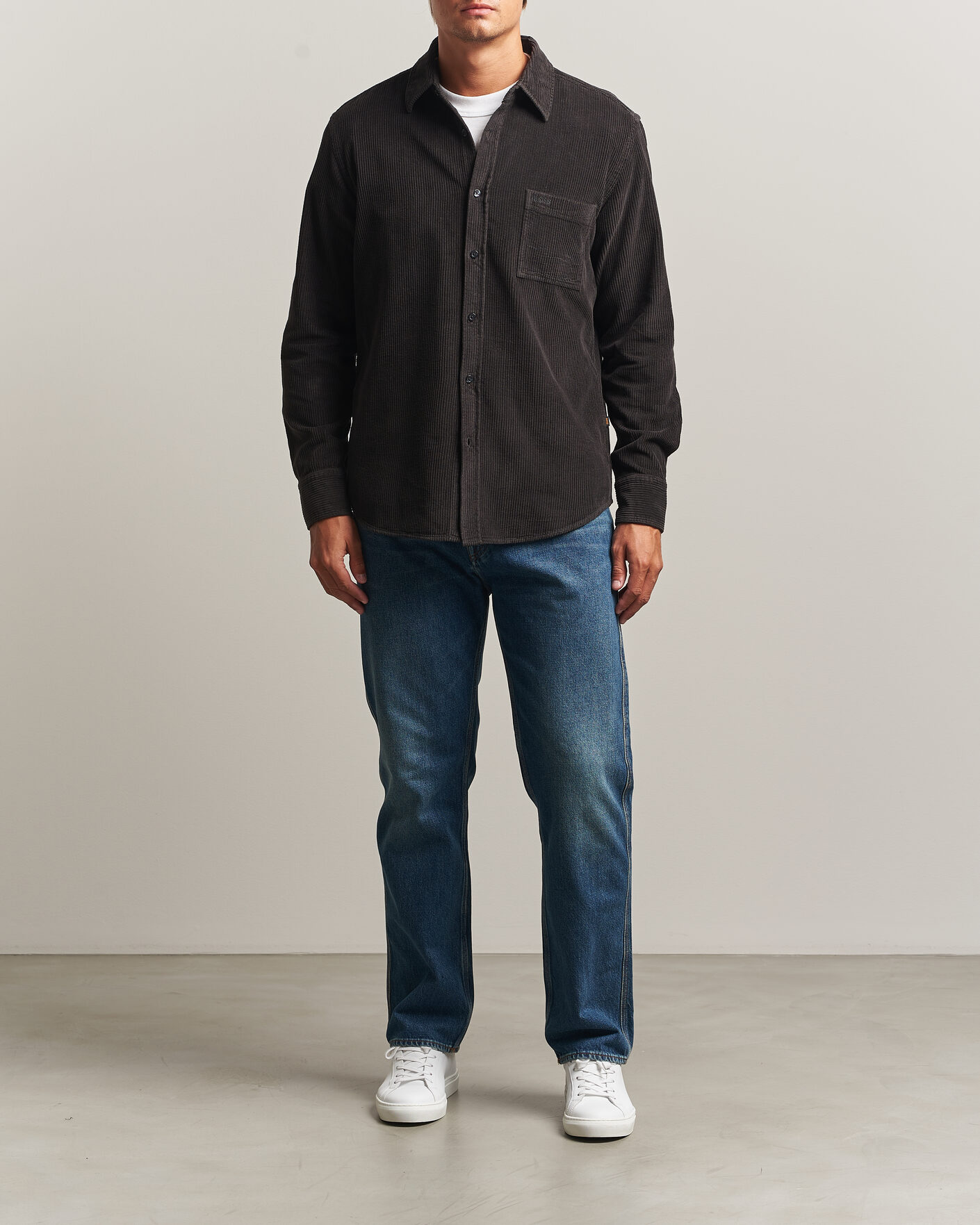 Herr | Skjortor | BOSS ORANGE | Relegant Corduroy Shirt Black