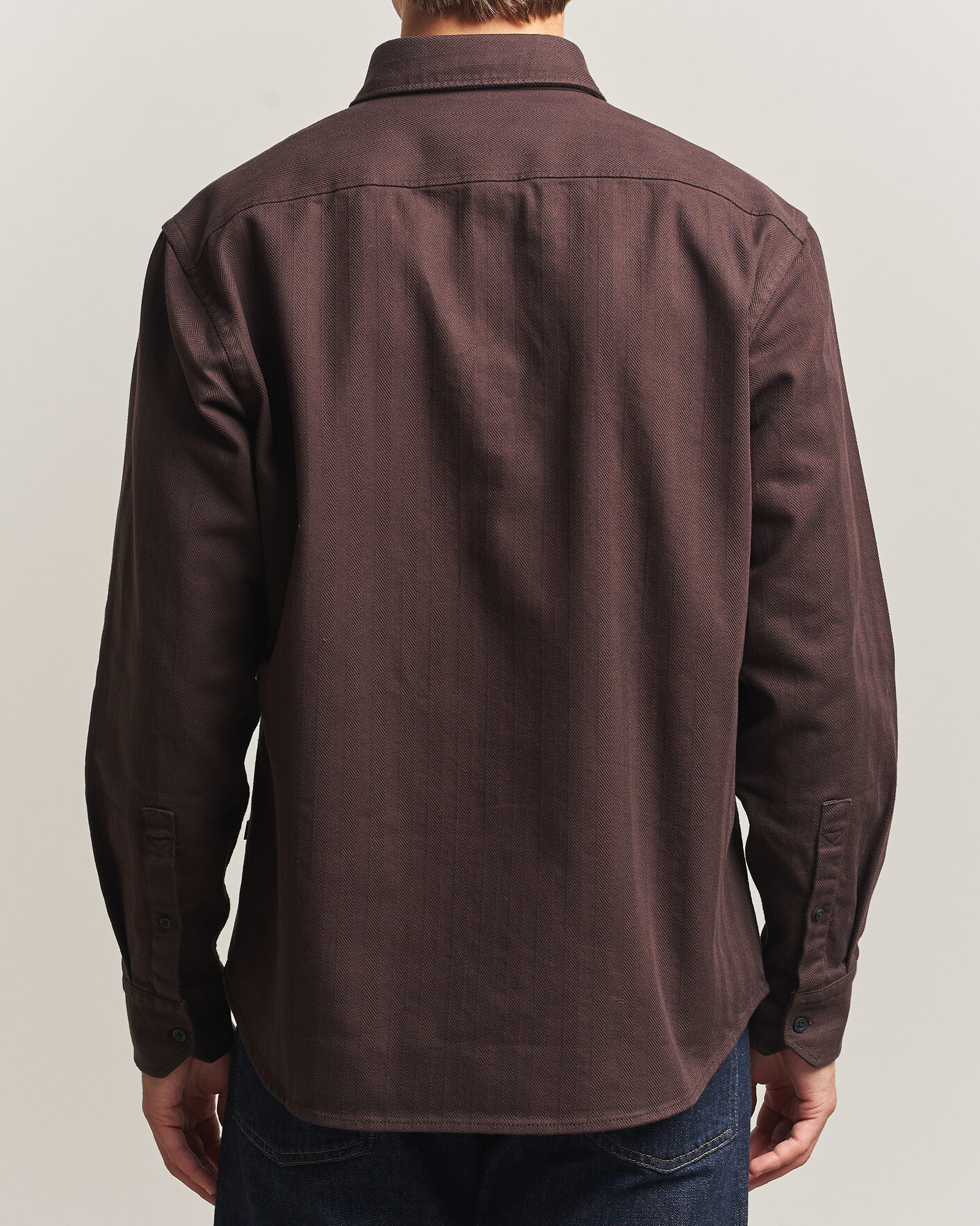 Herr | Skjortor | BOSS ORANGE | Ricopuls Brushed Herringbone Shirt Dark Brown