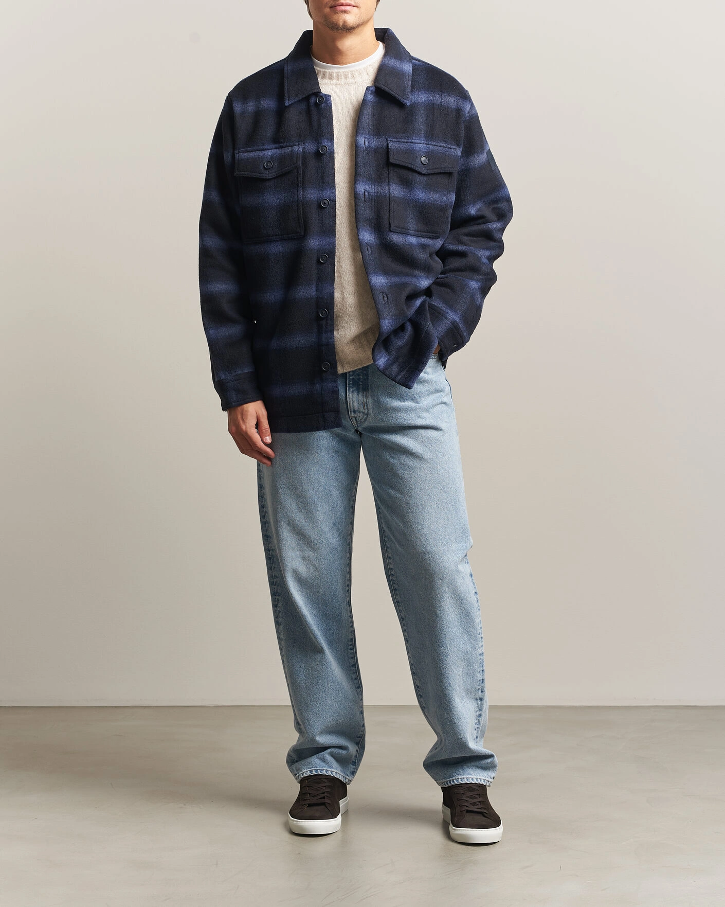 Herr | Jackor | BOSS ORANGE | Losky Flannel Checked Overshirt Dark Blue