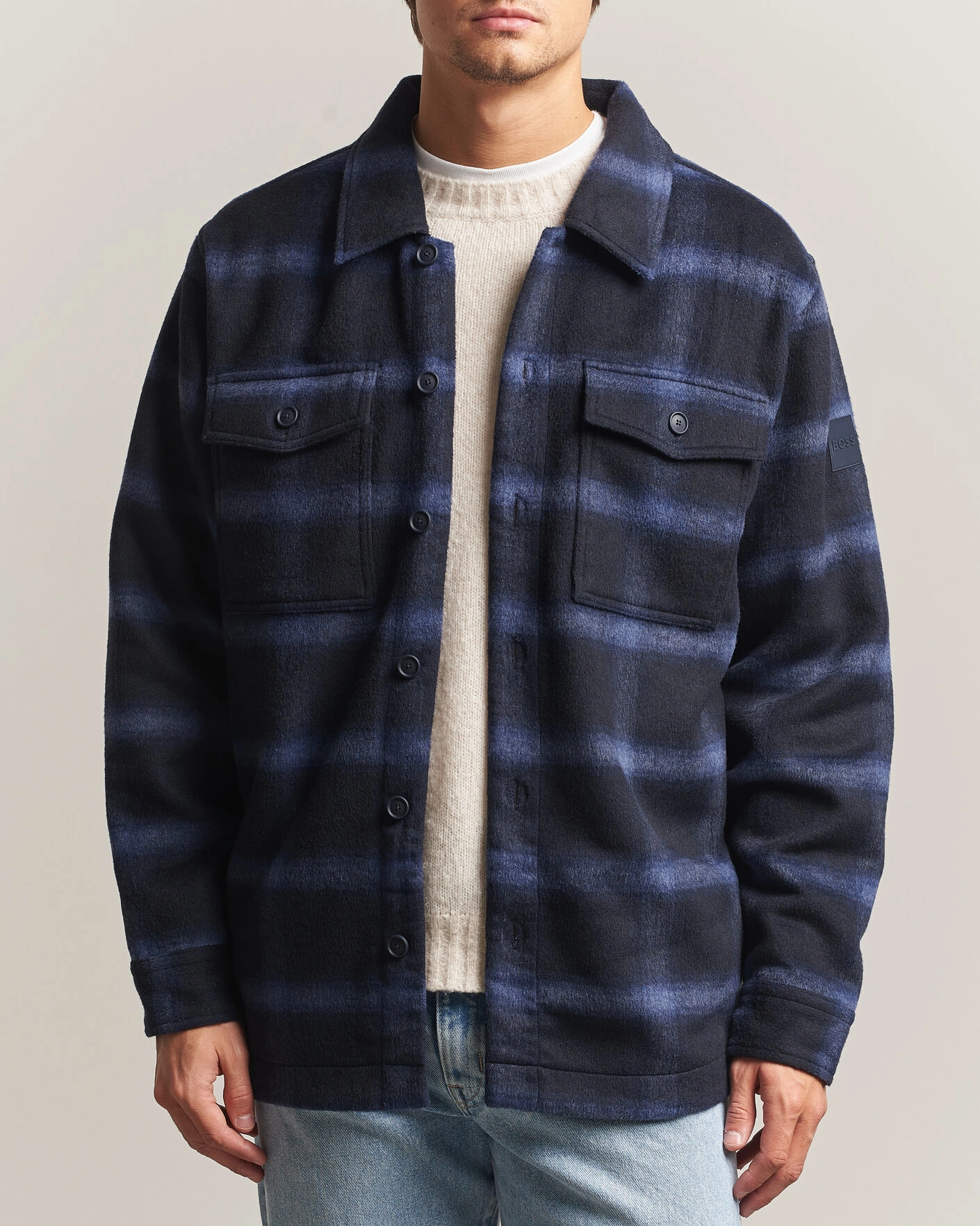Herr | Jackor | BOSS ORANGE | Losky Flannel Checked Overshirt Dark Blue