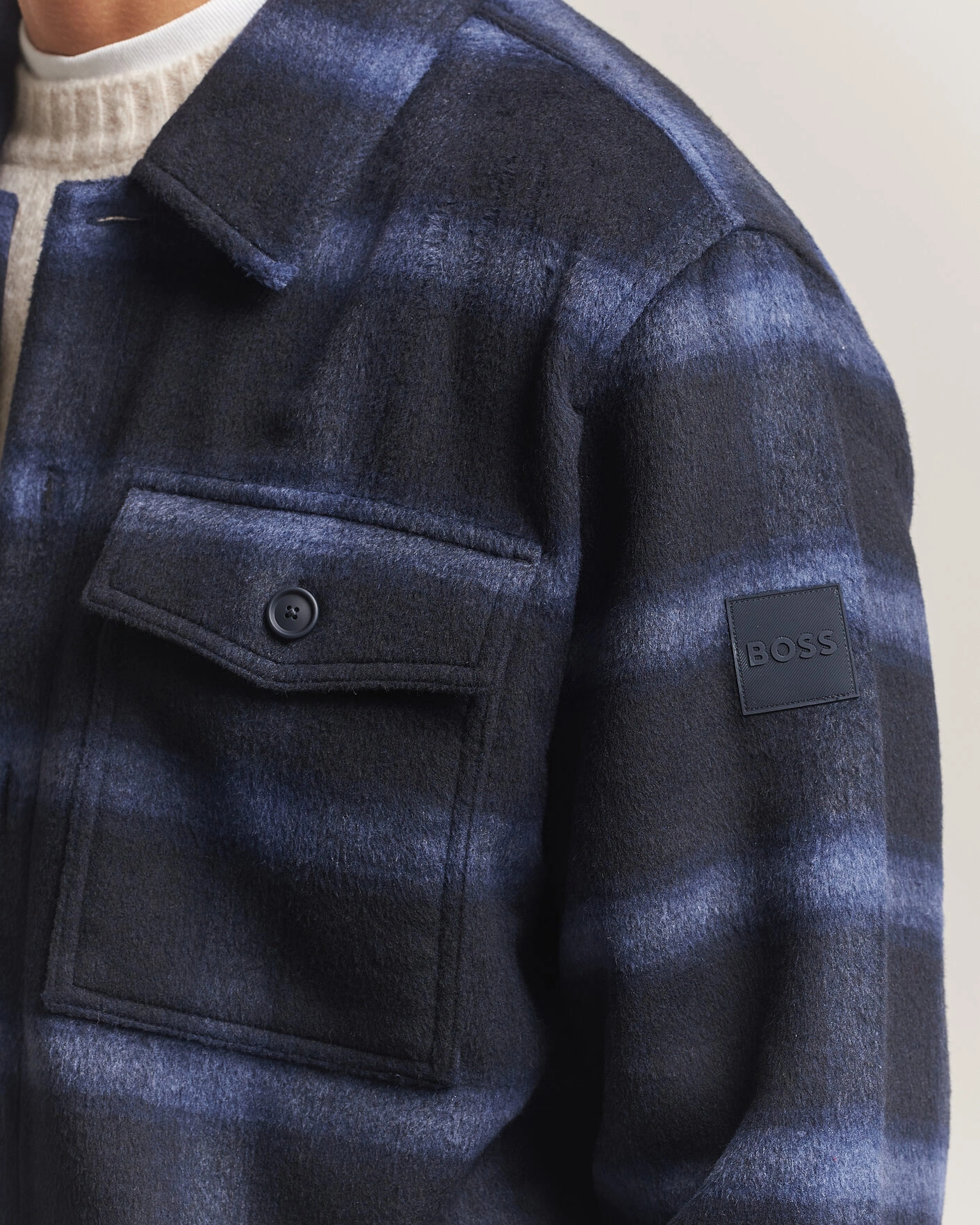 Herr | Jackor | BOSS ORANGE | Losky Flannel Checked Overshirt Dark Blue