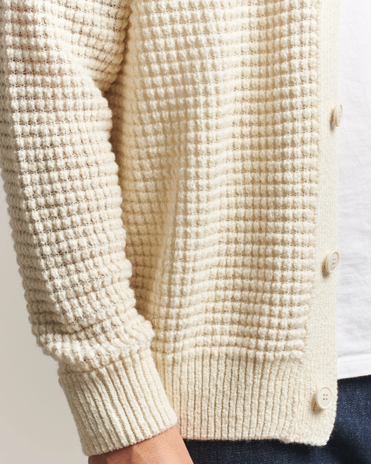 Herr | Tröjor | BOSS ORANGE | Korsico Wool Knitted Cardigan Open White