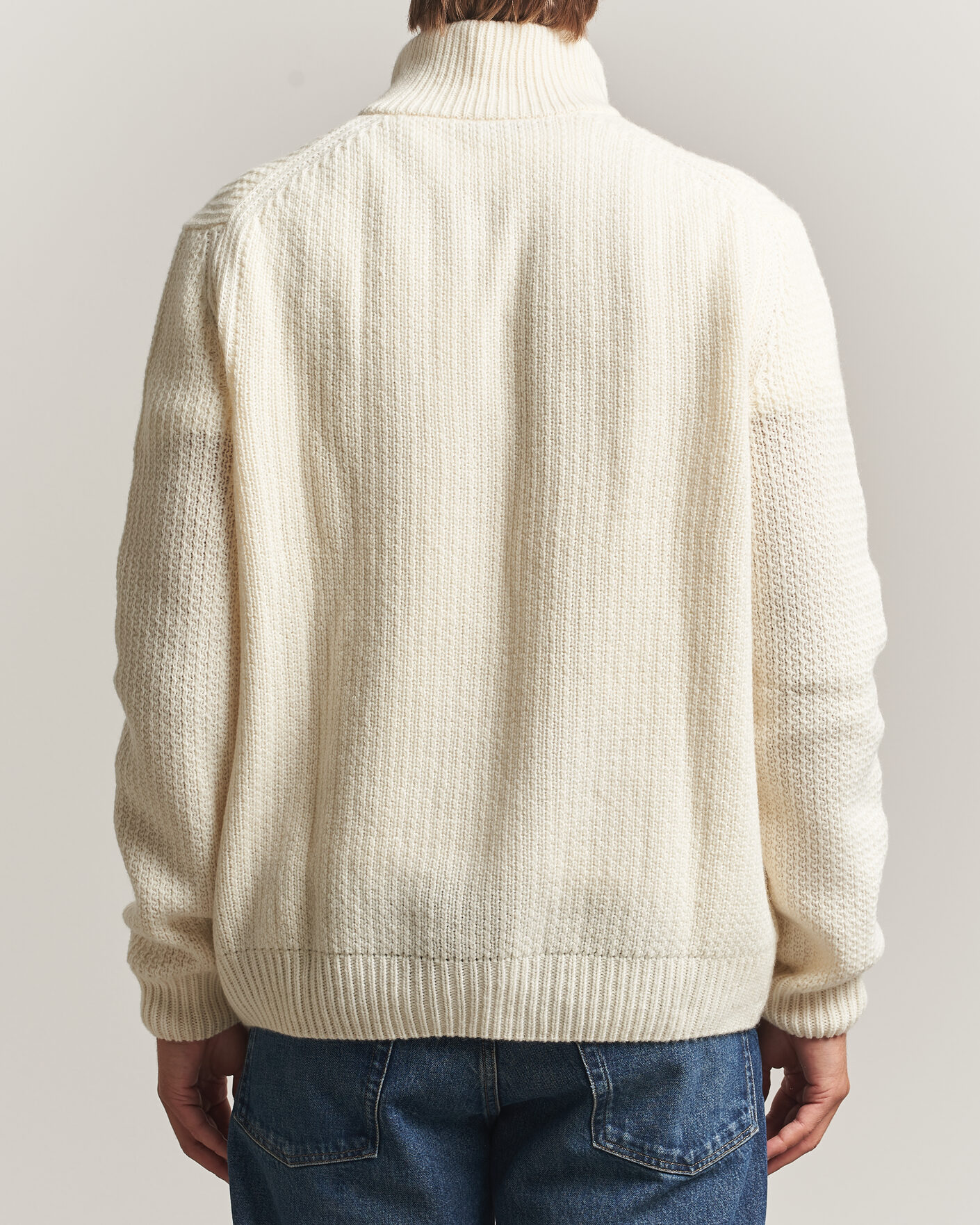 Herr | Tröjor | BOSS ORANGE | Kenter Wool Knitted Half Zip Open White