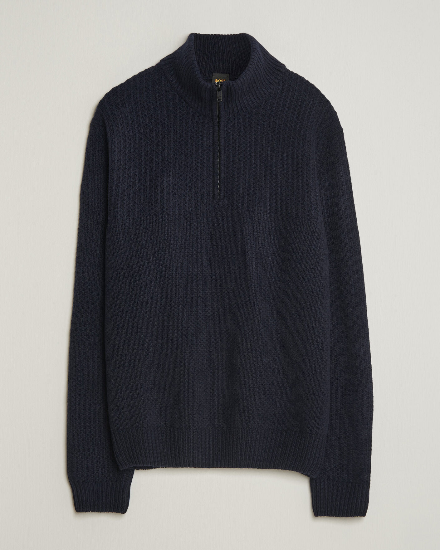 Herr | Tröjor | BOSS ORANGE | Kenter Wool Knitted Half Zip Dark Blue