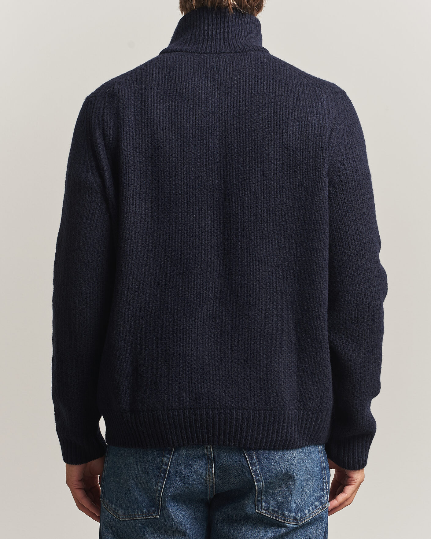Herr | Tröjor | BOSS ORANGE | Kenter Wool Knitted Half Zip Dark Blue