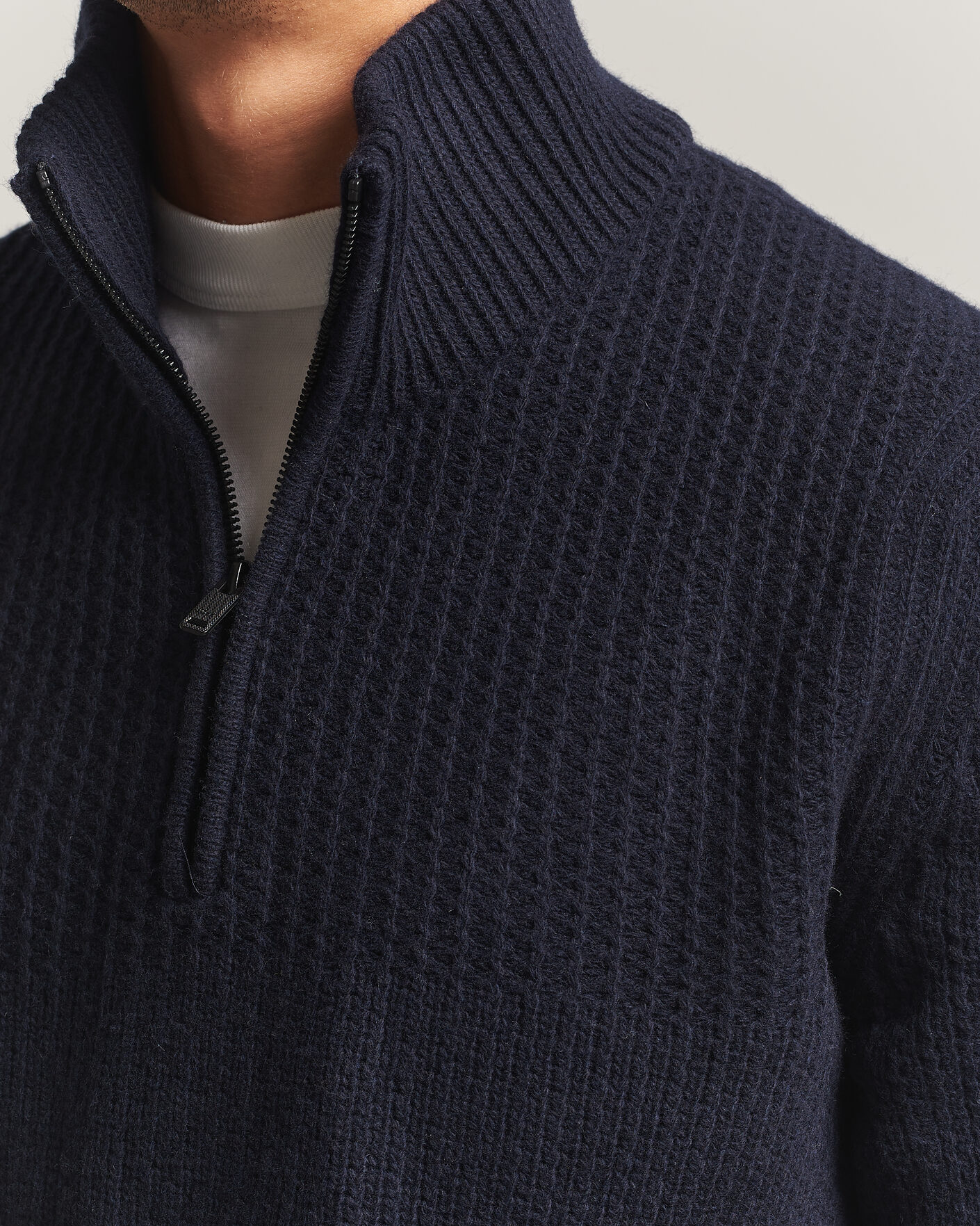 Herr | Tröjor | BOSS ORANGE | Kenter Wool Knitted Half Zip Dark Blue