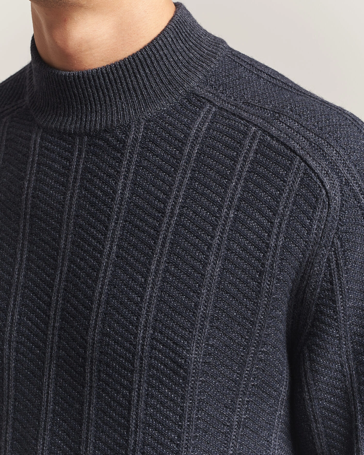 Herr | Tröjor | BOSS ORANGE | Katoolo Wool/Cotton Knitted Turtleneck Dark Blue