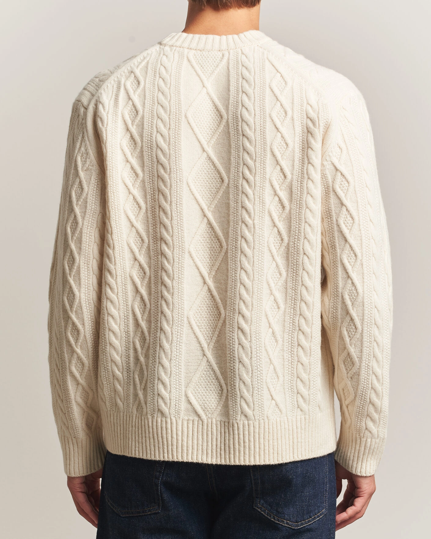 Herr | Tröjor | BOSS ORANGE | Atreccio Wool Structured Knitted Sweater Open White