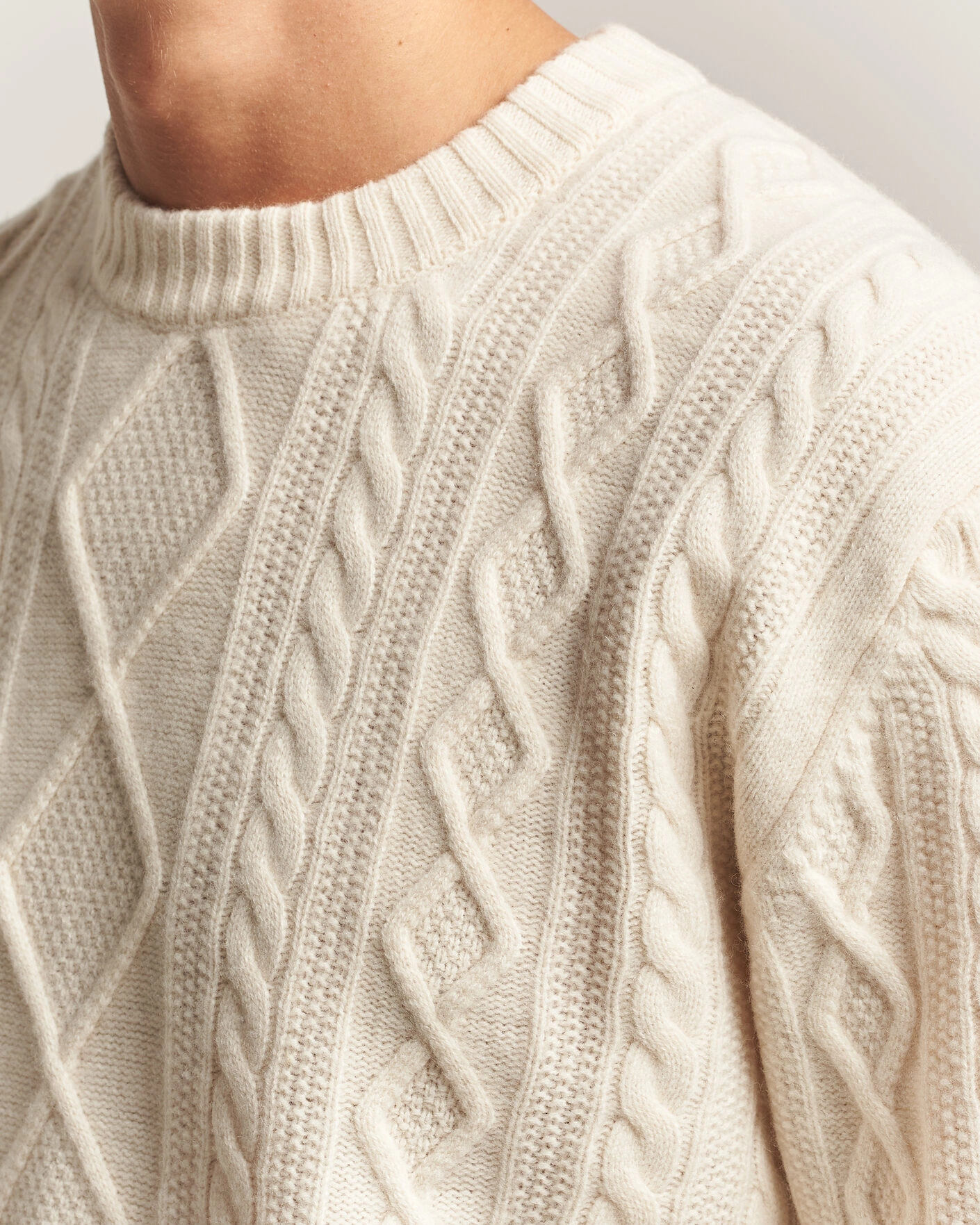 Herr | Tröjor | BOSS ORANGE | Atreccio Wool Structured Knitted Sweater Open White