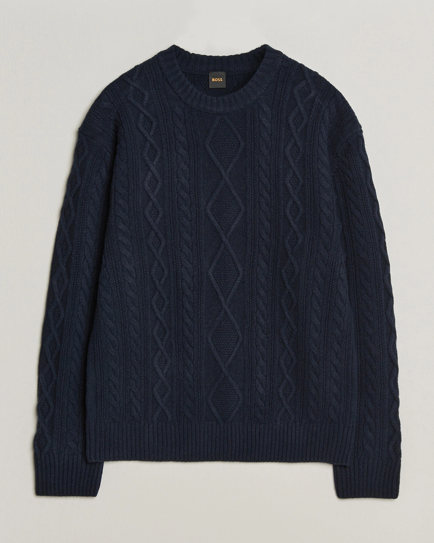 Herr | Tröjor | BOSS ORANGE | Atreccio Wool Structured Knitted Sweater Dark Blue
