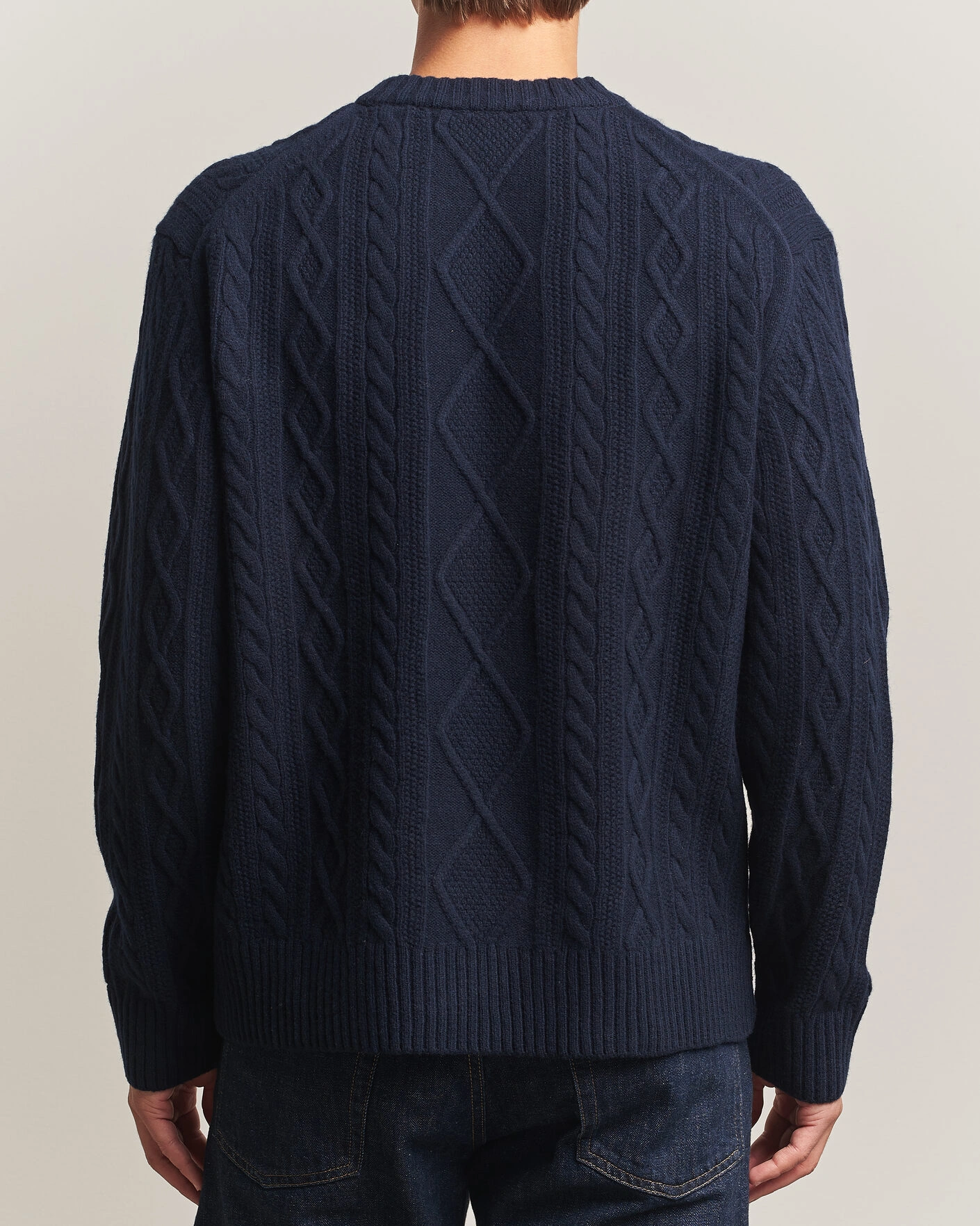 Herr | Tröjor | BOSS ORANGE | Atreccio Wool Structured Knitted Sweater Dark Blue