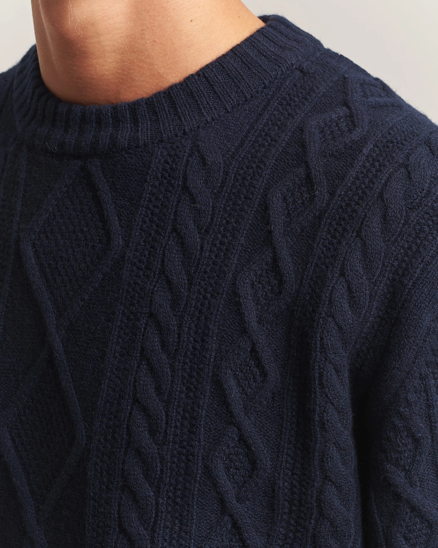 Herr | Tröjor | BOSS ORANGE | Atreccio Wool Structured Knitted Sweater Dark Blue