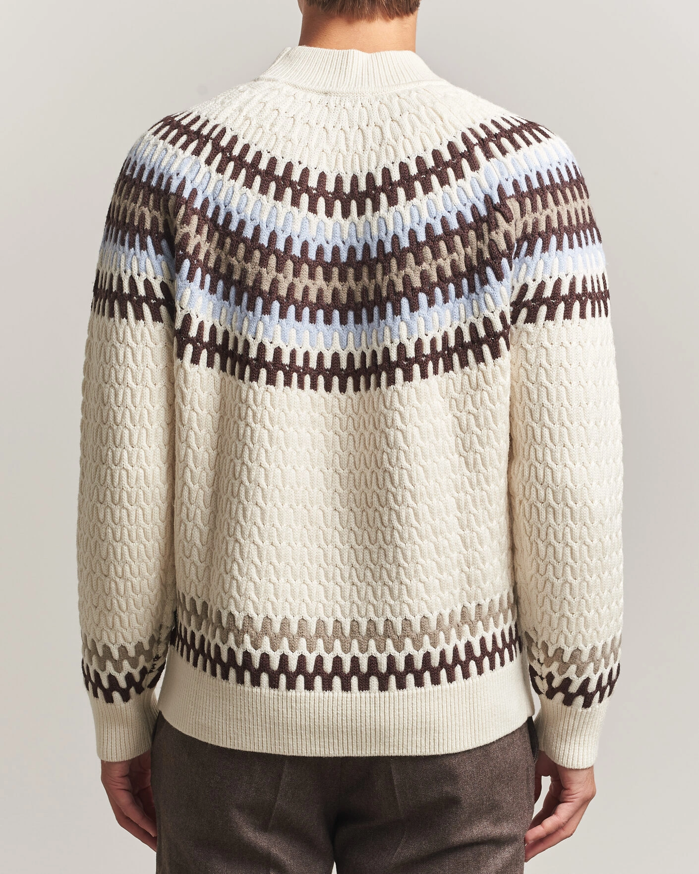 Herr | Tröjor | BOSS BLACK | Fiotto Wool Fairisle Sweater Open White