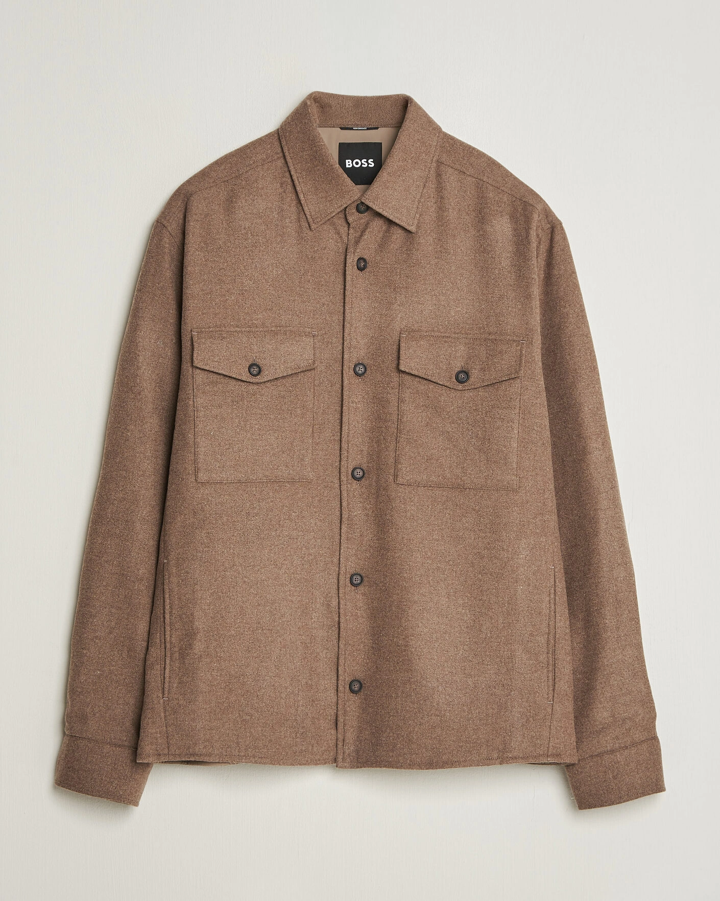 Herr | Skjortor | BOSS BLACK | Colin Brushed Pocket Overshirt Open Brown