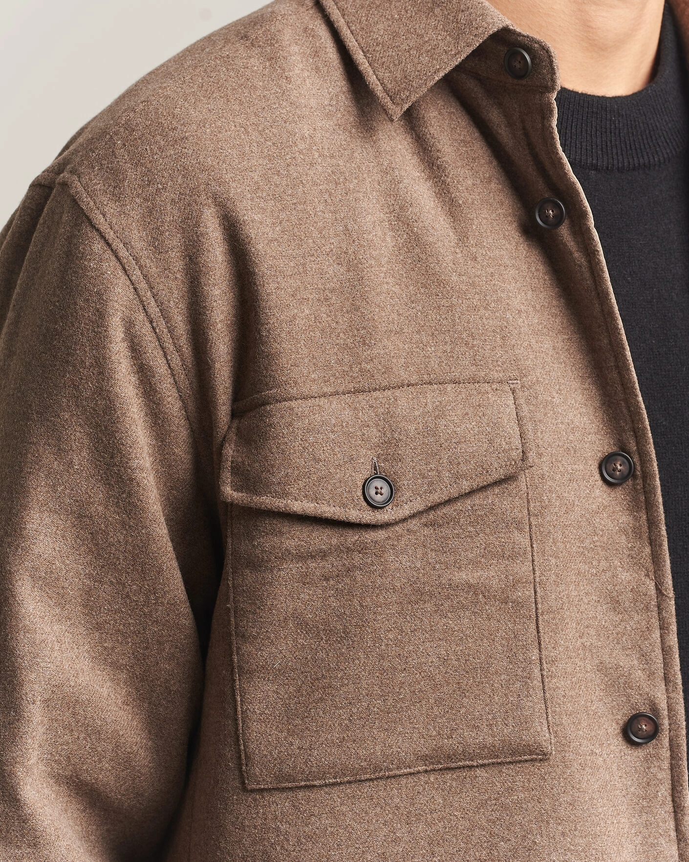 Herr | Skjortor | BOSS BLACK | Colin Brushed Pocket Overshirt Open Brown