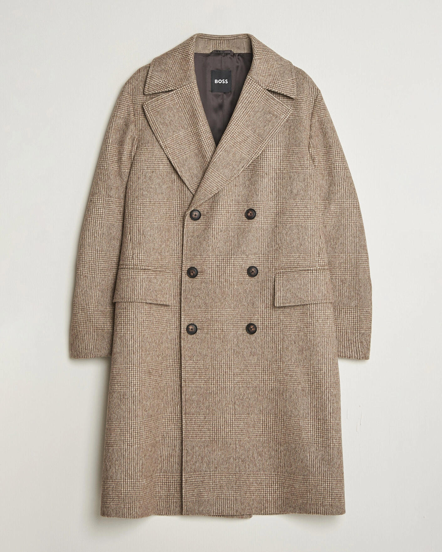 Herr | Jackor | BOSS BLACK | Jared Wool Double Breasted Coat Open Brown