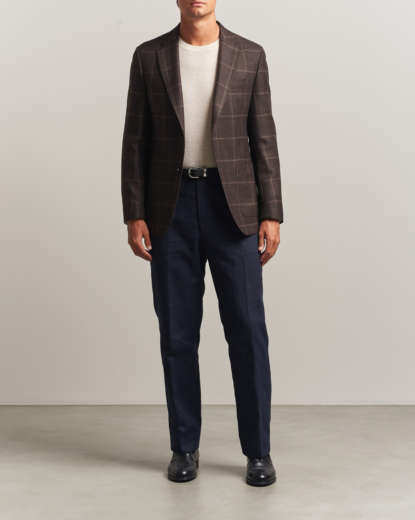 Herr | Kavajer | BOSS BLACK | Hutson Checked Wool Blazer Dark Brown