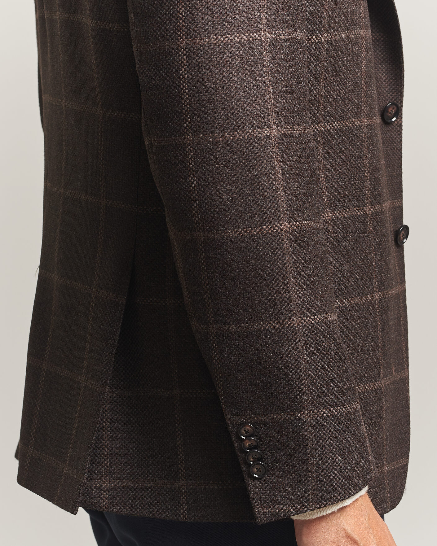 Herr | Kavajer | BOSS BLACK | Hutson Checked Wool Blazer Dark Brown