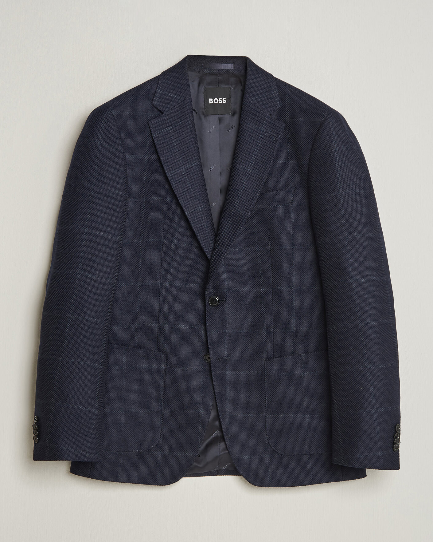 Herr | Kavajer | BOSS BLACK | Hutson Checked Wool Blazer Dark Blue