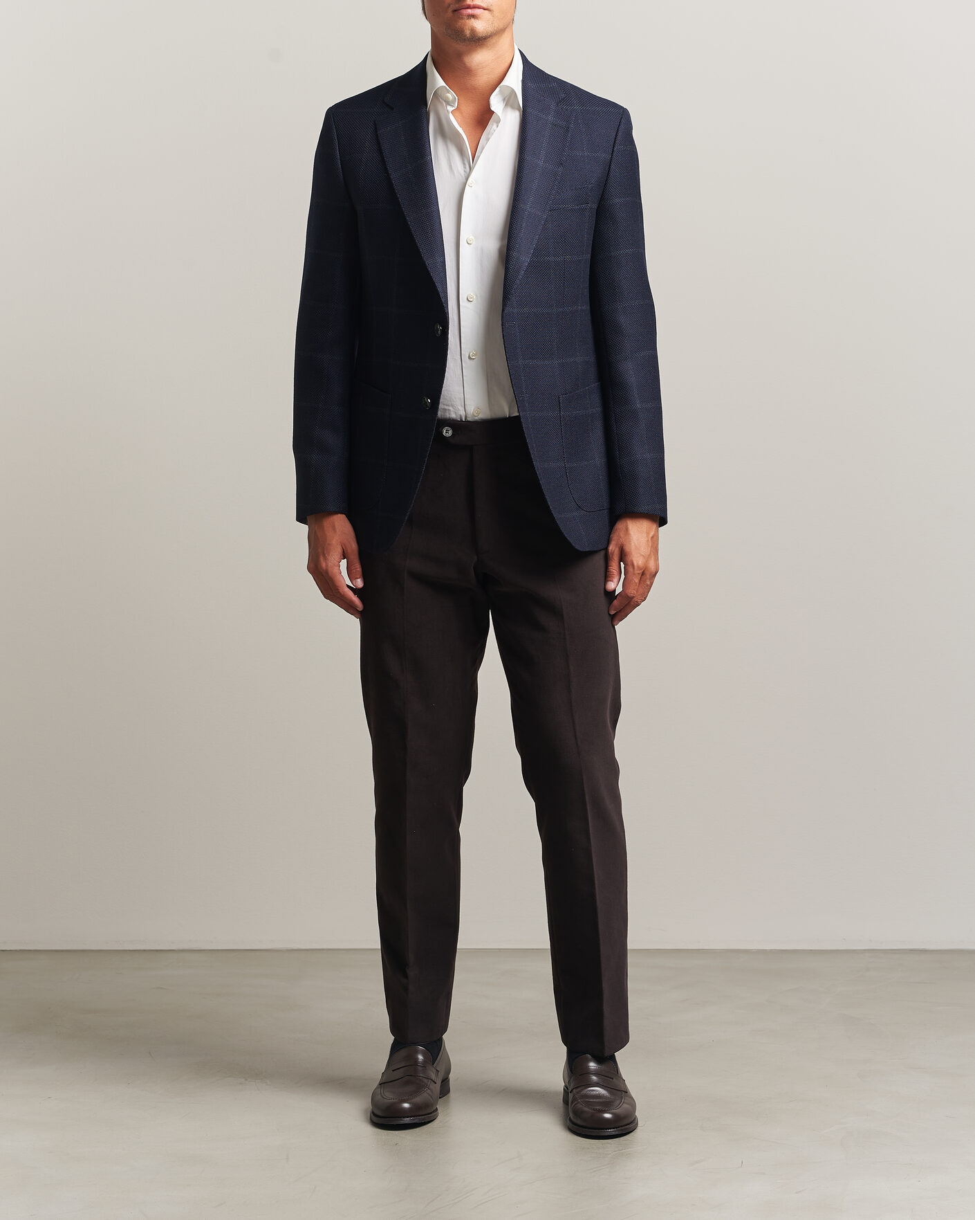 Herr | Kavajer | BOSS BLACK | Hutson Checked Wool Blazer Dark Blue